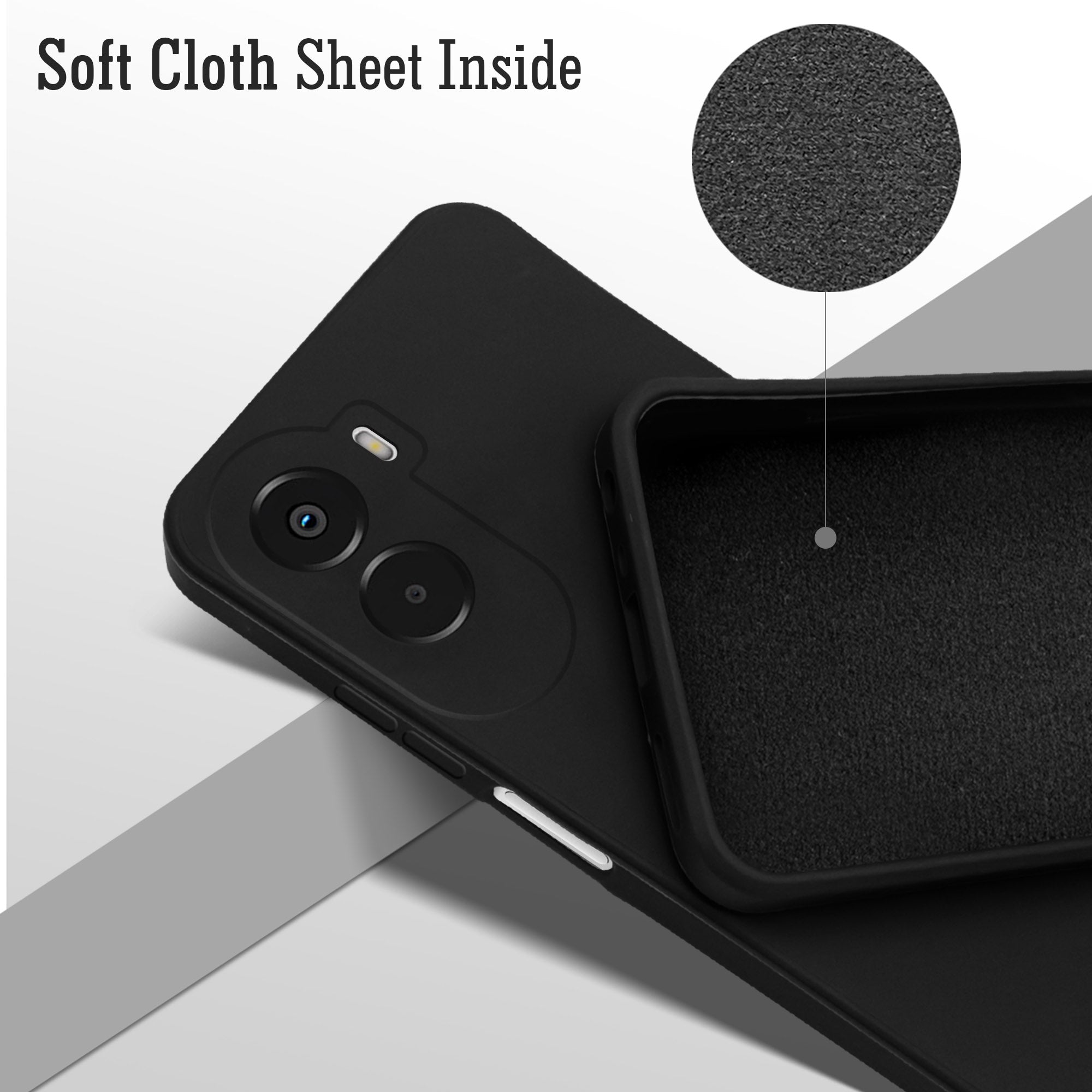 For Poco M7 Plus 5G Back Cover Case (Matte Finish Silicone with Inside Fiber cloth)