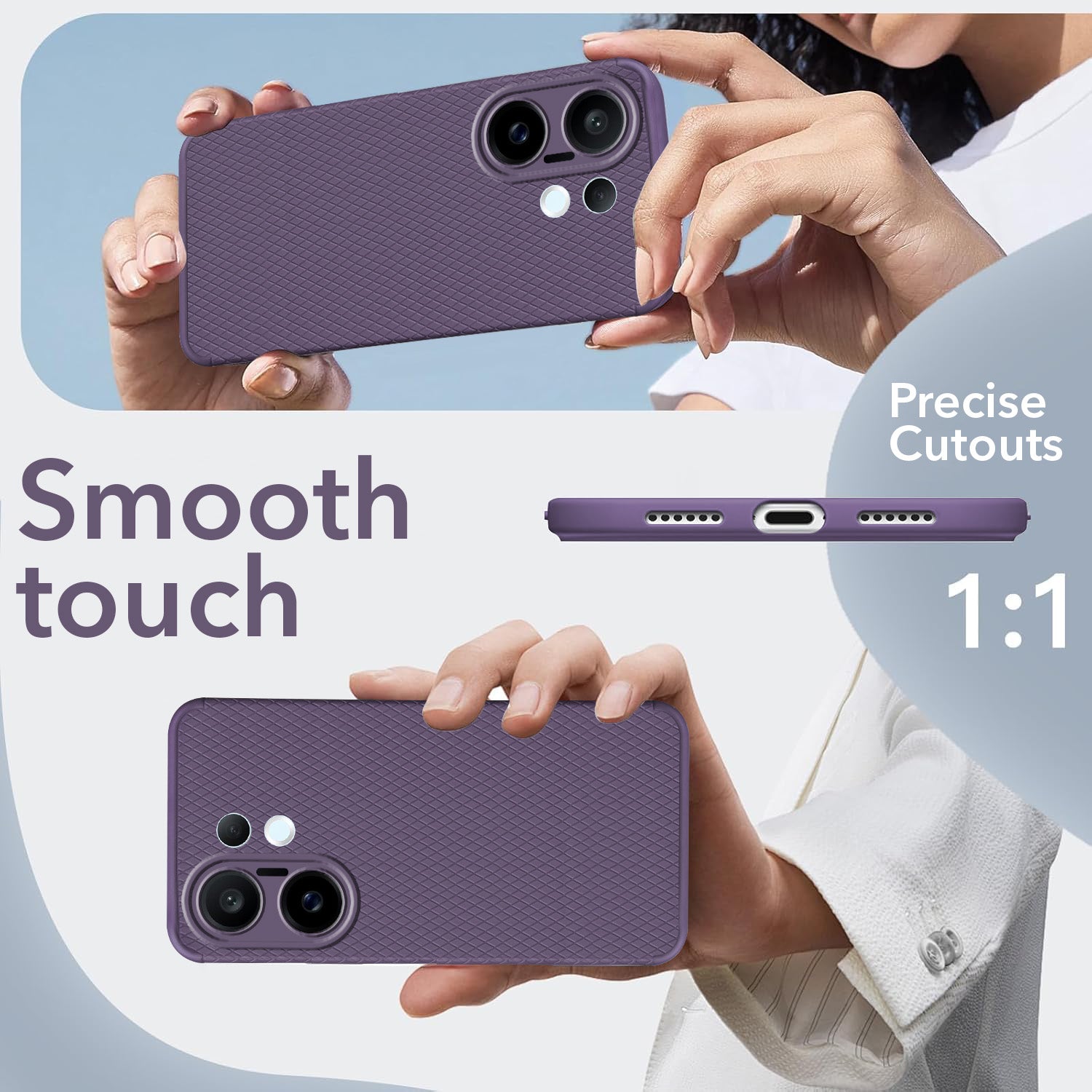 For Vivo X200 FE Back Cover Case (Liquid Silicone | Side Grip | Camera Protection)