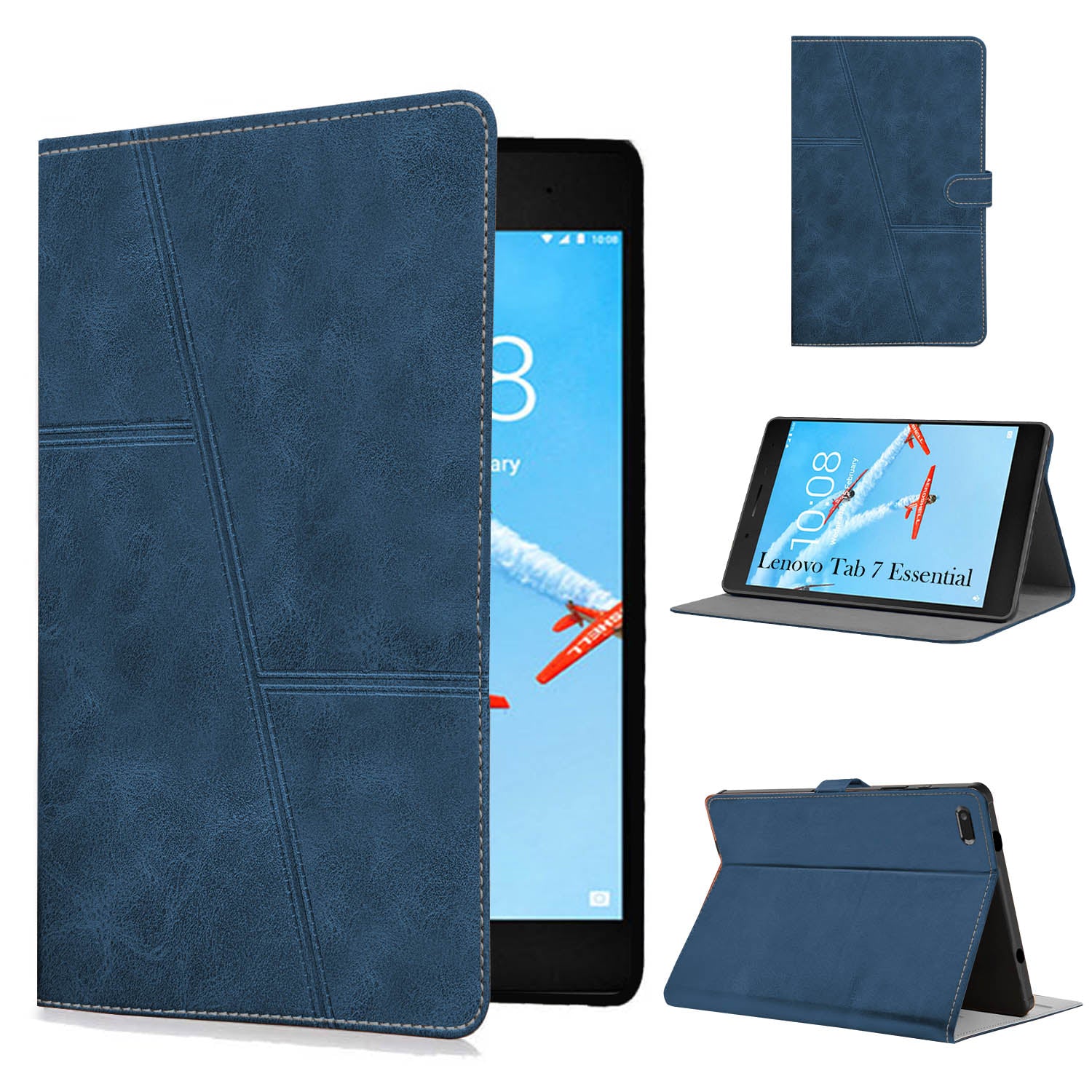 For Flip Cover Folio Case Lenovo Tab 7 Essential (TB-7304I, TB-7304X, TB-7304F) 7 Inch (PU Leather | Multi-Angle Smart Stand | Card Storage Slots | Silicone Back Pouch)