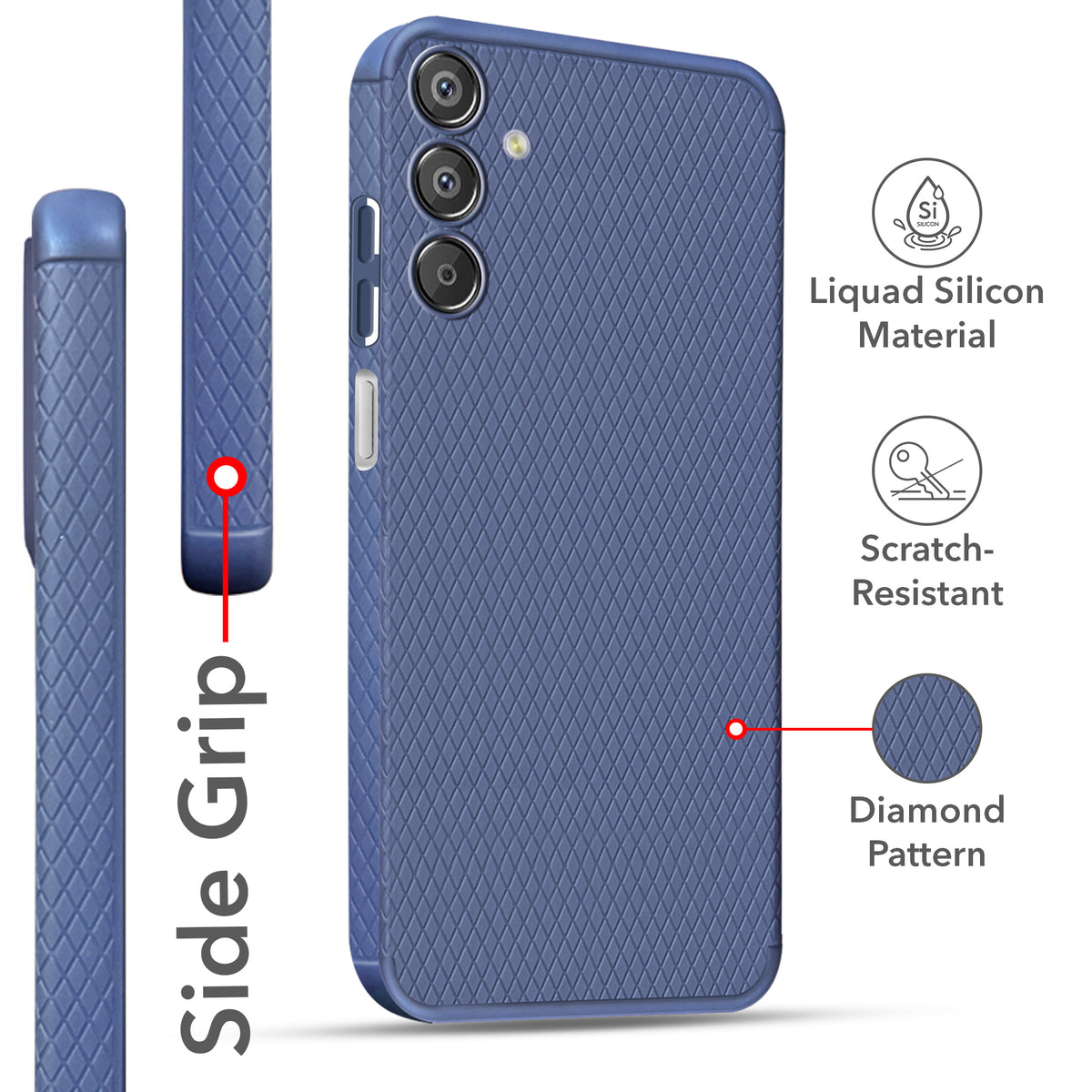 For Samsung Galaxy F15 5G Back Cover Case (Liquid Silicone | Side Grip | Camera Protection)