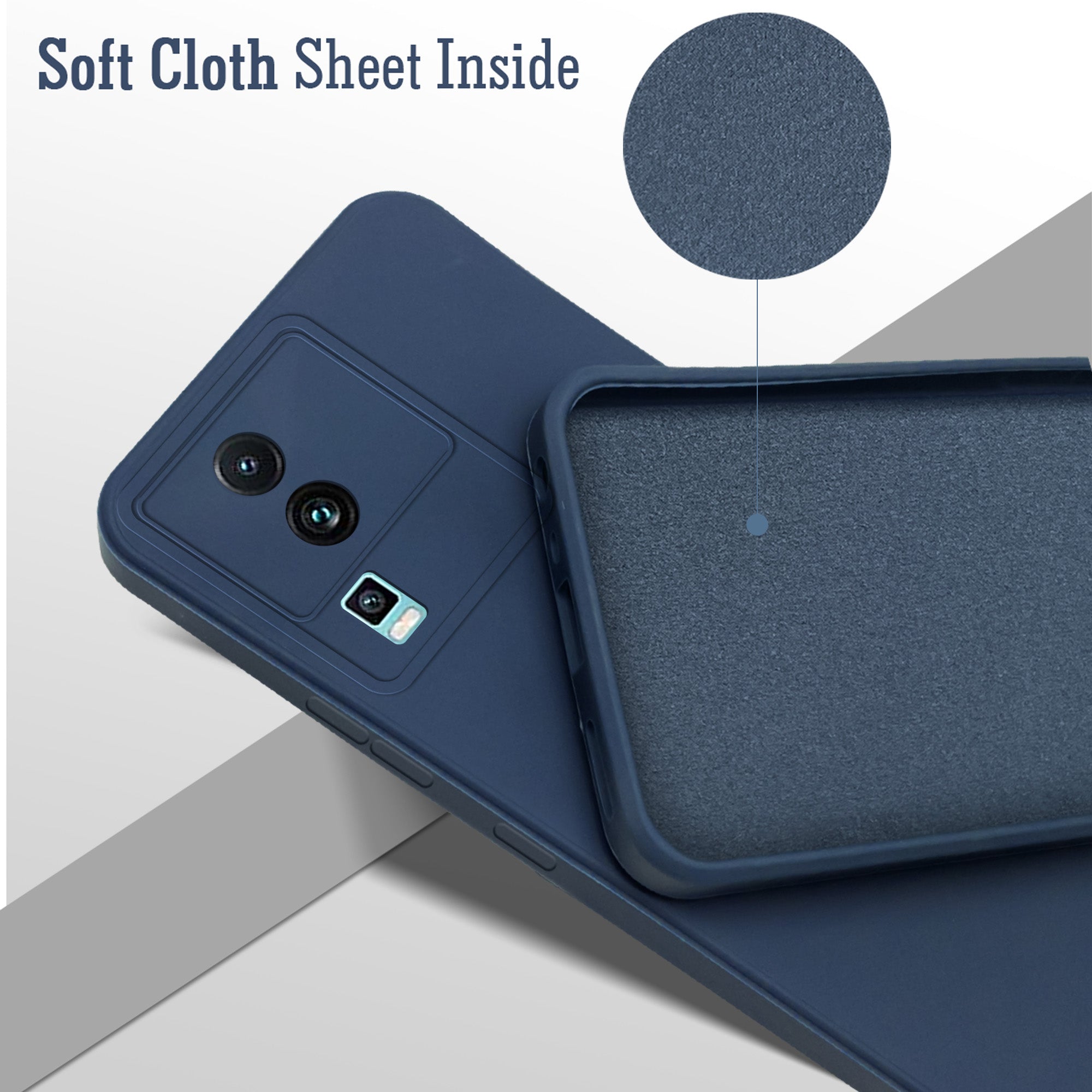 For Vivo iQOO Neo 7 5G Back Cover Case (Matte Finish Silicone with Inside Fiber Cloth)