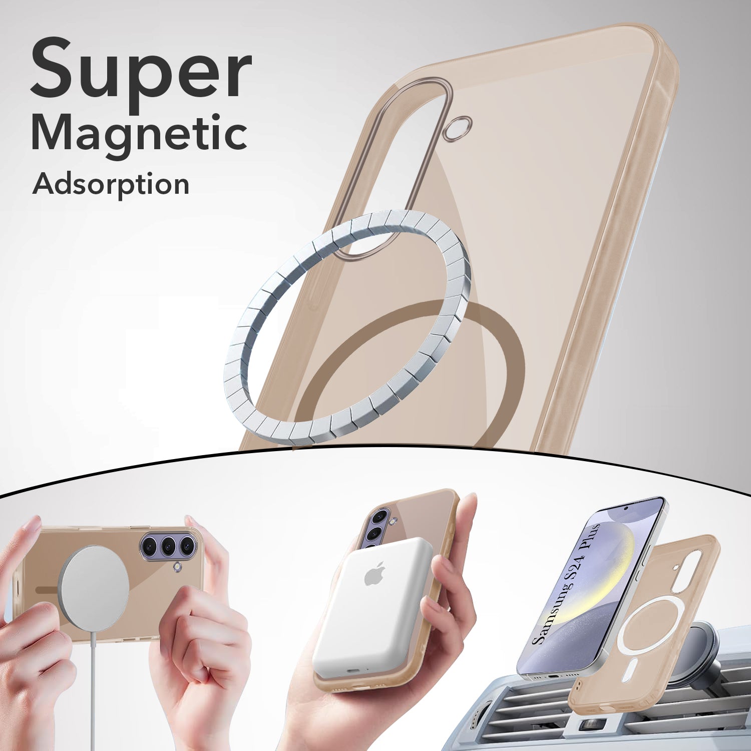 For Samsung Galaxy S24 Plus Back Cover Case Lifetime Anti-Yellow MagSafe Compatible Clear (Sleek Hard Crystal | Shockproof and Camera Protection)