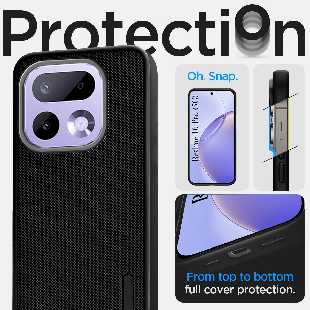 For Realme 16 Pro Back Cover Case Rubberised (Textured Grip Design | Micro-Fiber Cloth Inside | Slim and Light Weight | Soft Touch and Feel)