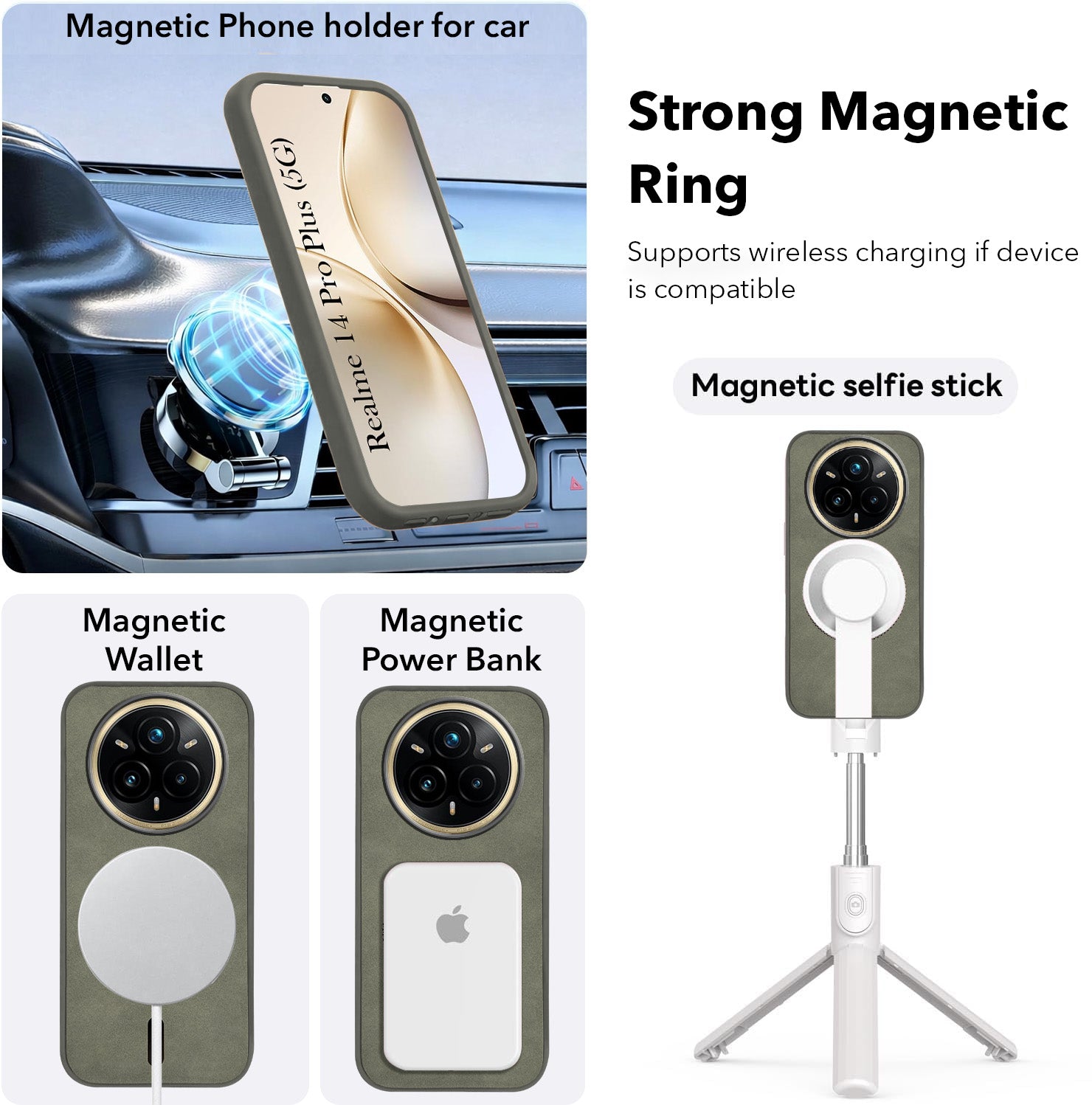 For Realme 14 Pro Plus 5G Back Cover Case Leather Finish (MagSafe Compatible Wireless Charging | Soft Touch | Camera Bump Protection)