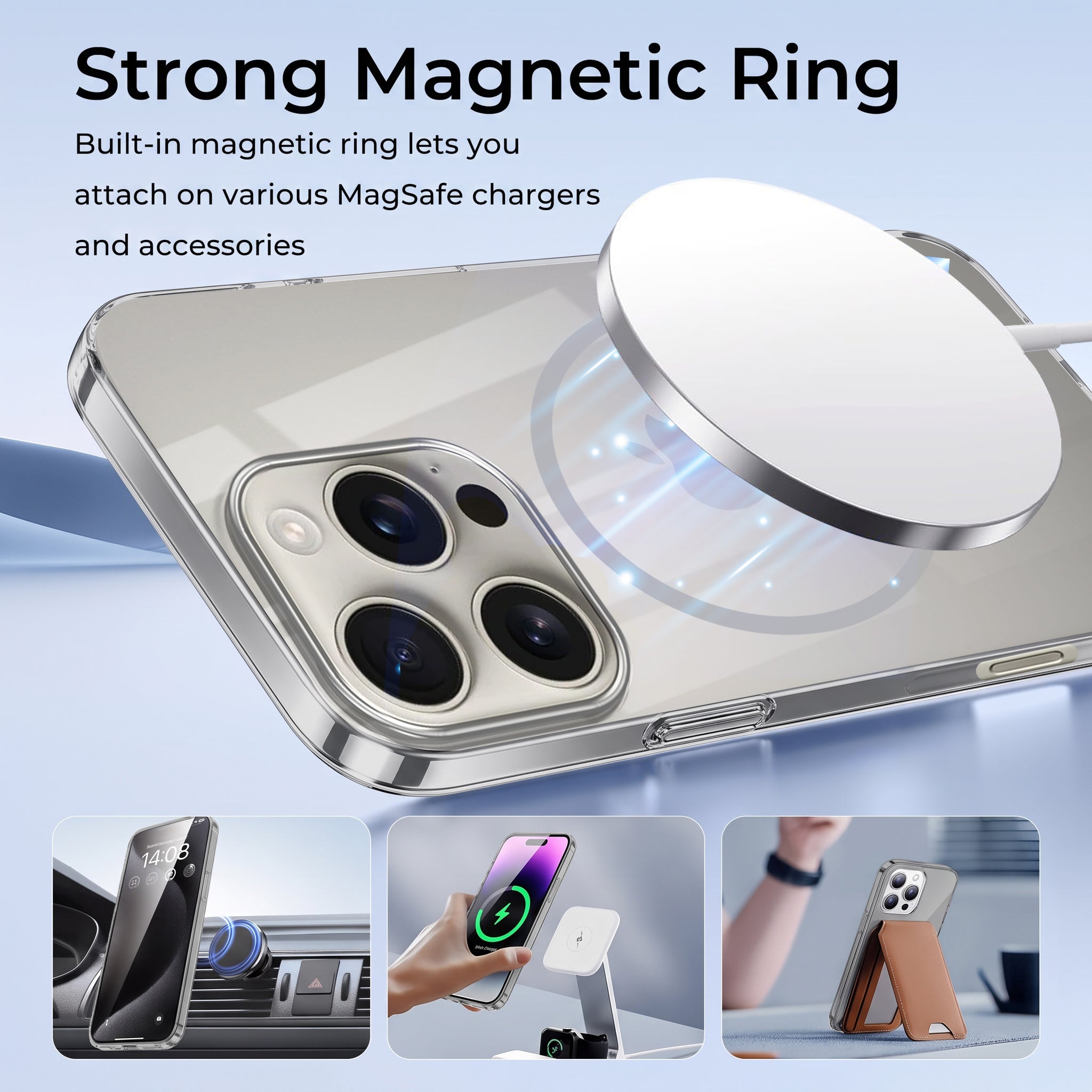 For iPhone 16 Pro Max Back Case Cover Crystal Anti Yellow (Unbreakable PC | MagSafe Wireless Charging Support |Camera Protection Bump)