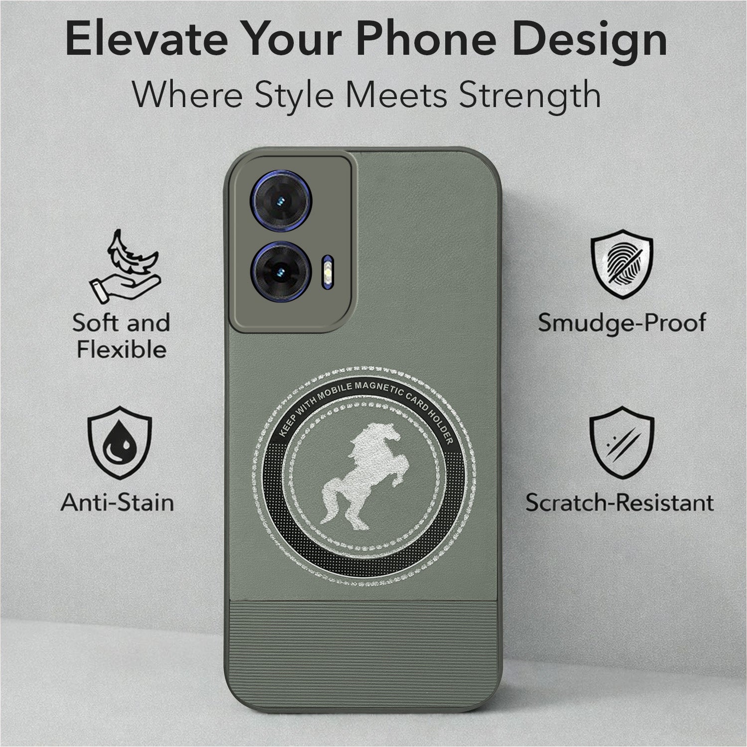 For Motorola Moto G85 5G Back Cover Case PU Leather Finish (Professional Minimalist Texture | MagSafe Compatile | Camera Protection | Sleek Sober Formal)