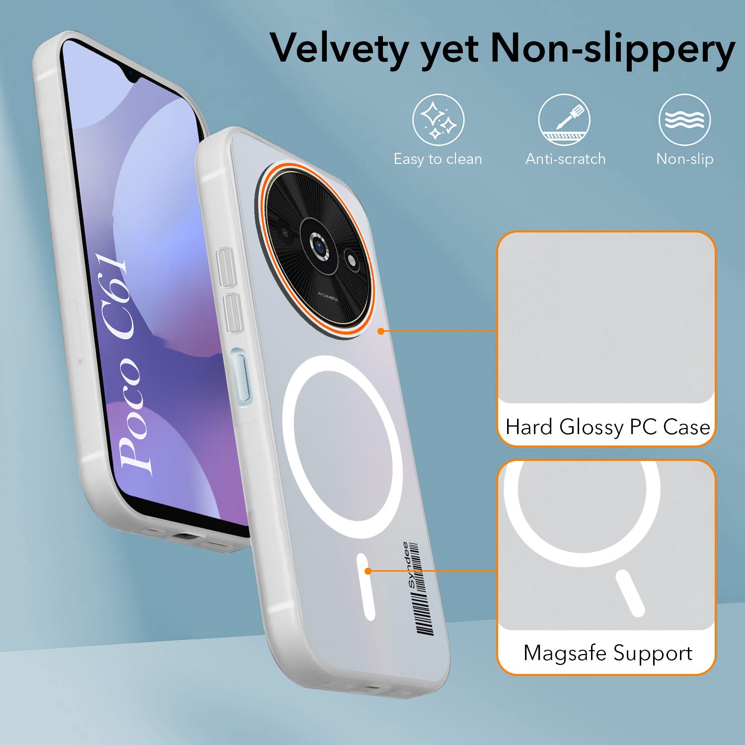 For Xiaomi Poco C61 Back Cover Case (Soft Touch | Camera Bump Protection | MagSafe Compatible | Matte Finish)