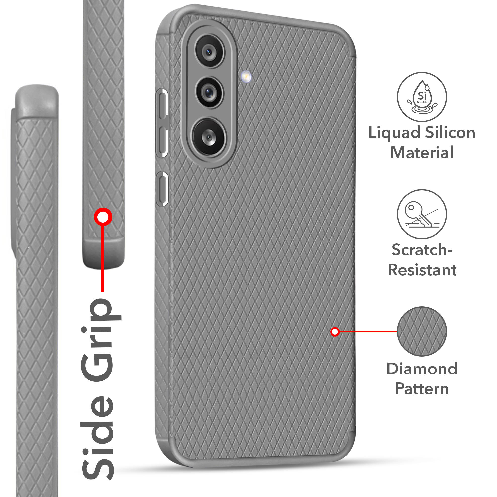 For Samsung Galaxy M56 | Samsung Galaxy F56 Back Cover Case (Liquid Silicone | Side Grip | Camera Protection)