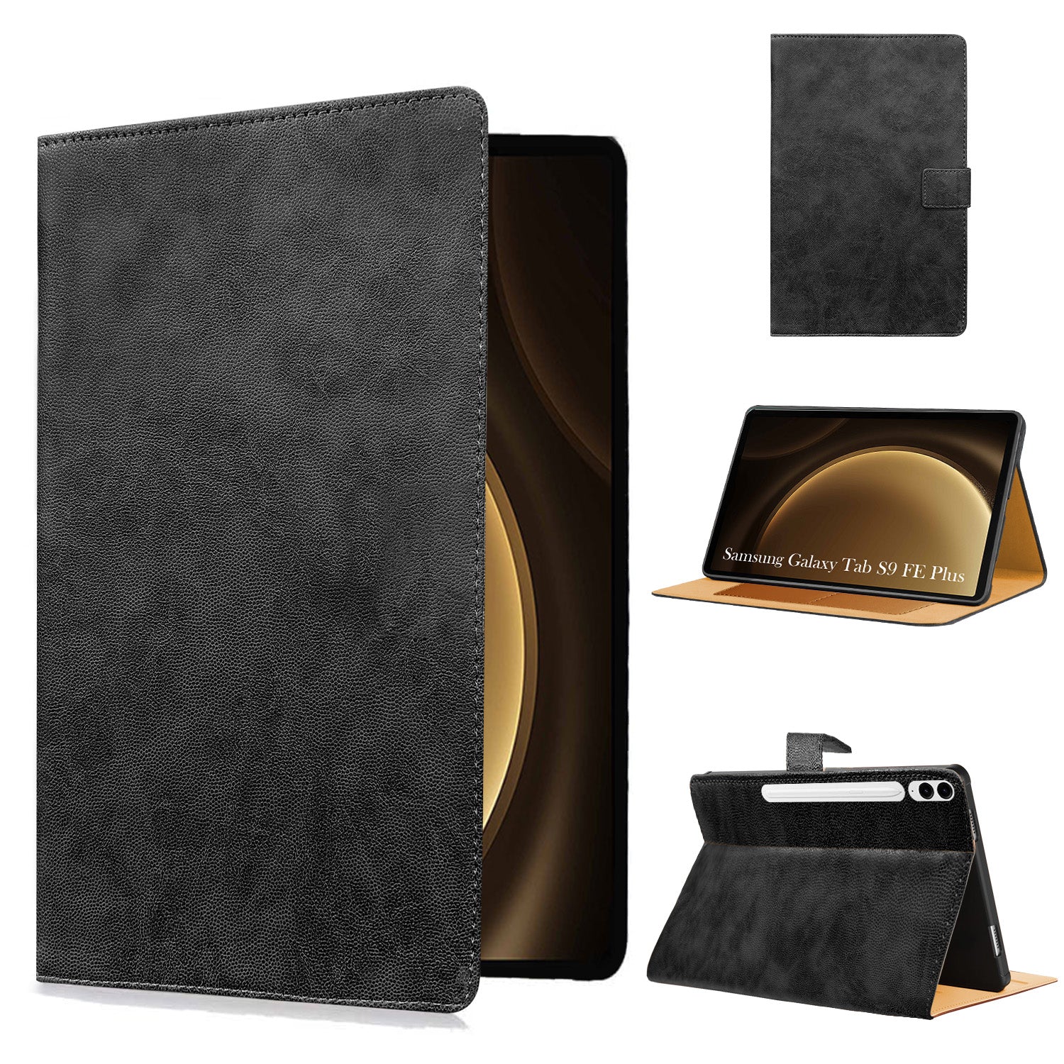 For Samsung Galaxy Tab S9 FE Plus 12.4 Inch SM-X610/X616B Flip Cover Folio Cover (PU Leather | Multi-Angle Smart Stand | Card Storage Slots | Silicone Back Pouch)