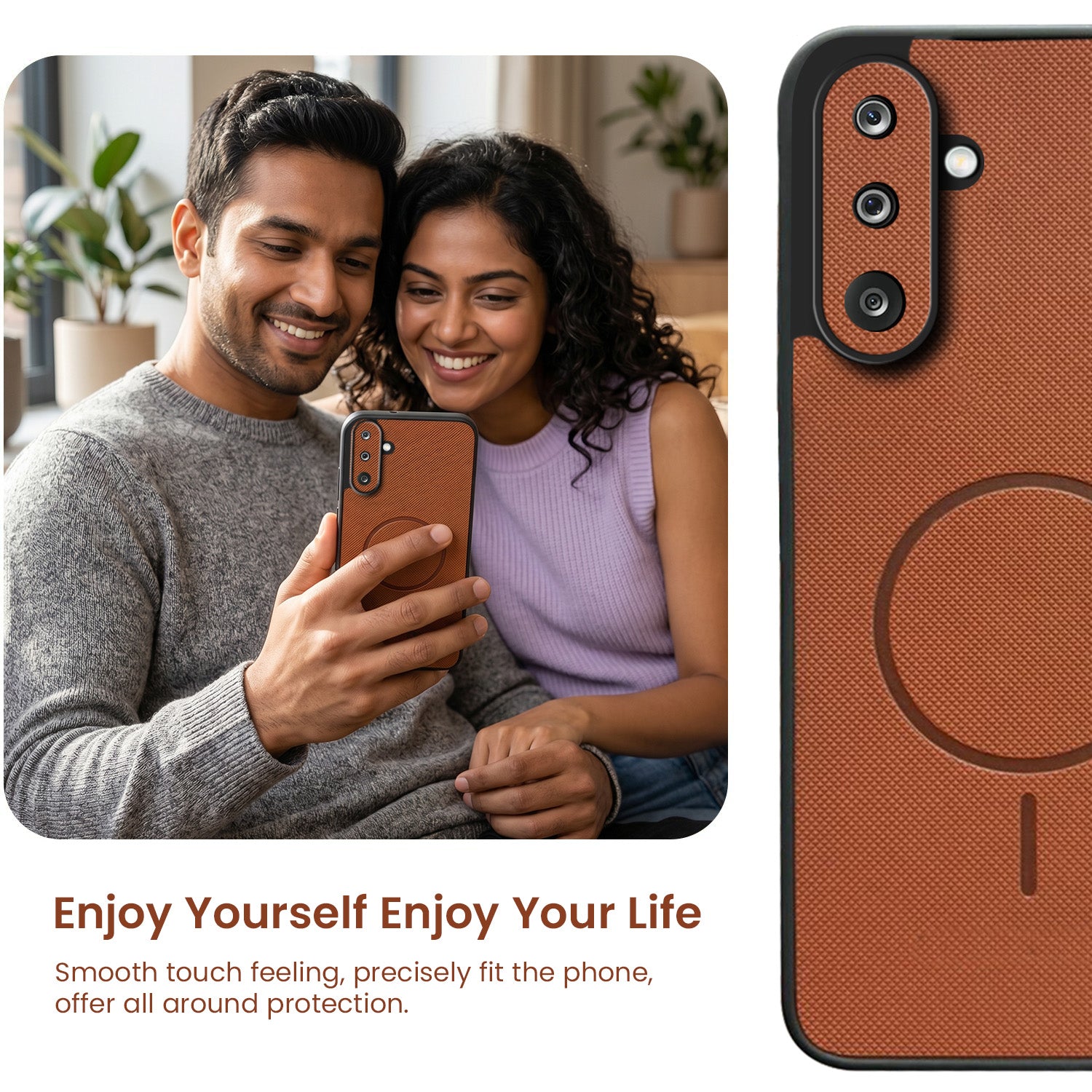 For Samsung Galaxy M36 | Samsung Galaxy F36 Back Cover Case PU Leather (Texture Grip Design | Professional Minimalist | Camera Protection | Soft and Flexible)