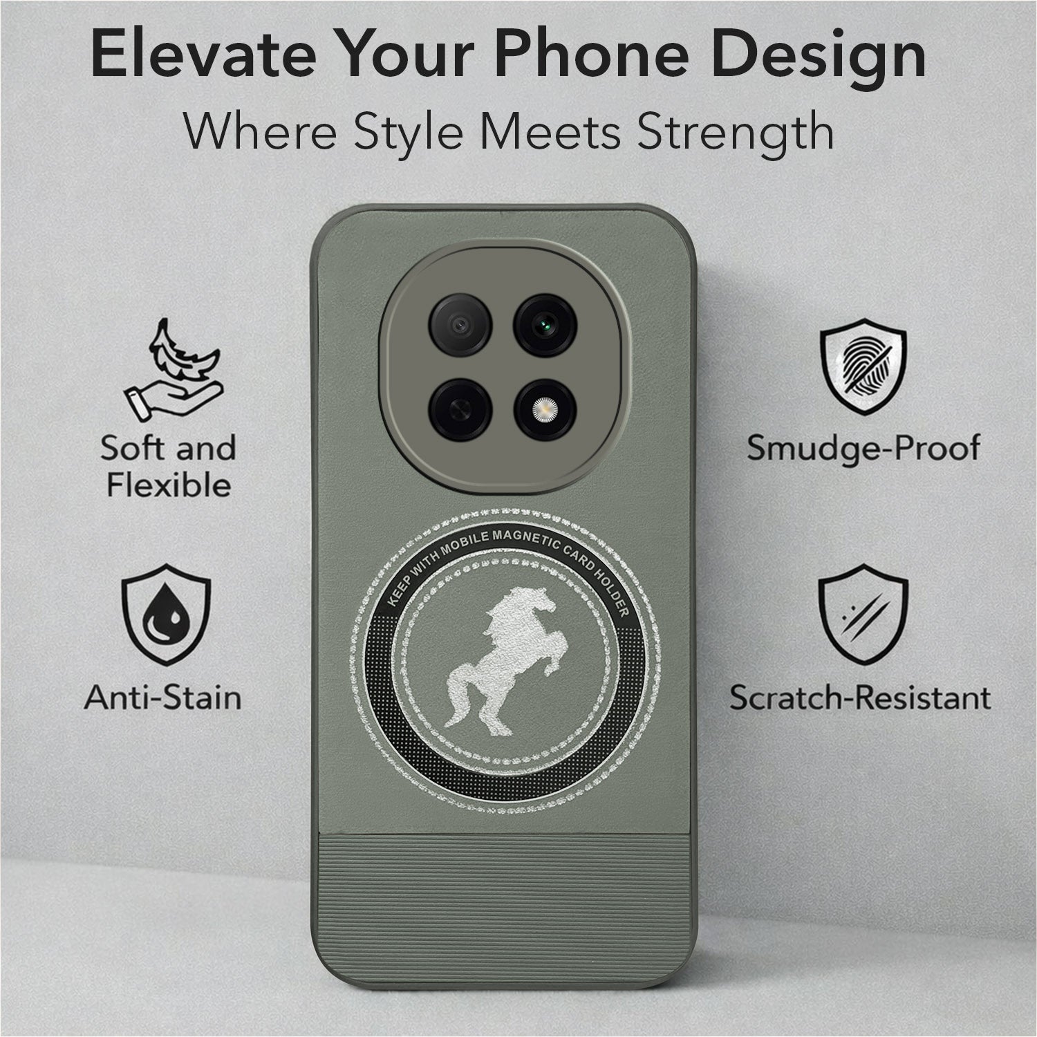 For Oppo F29 Pro Back Cover Case PU Leather Finish (Professional Minimalist Texture | MagSafe Compatile | Camera Protection | Sleek Sober Formal)