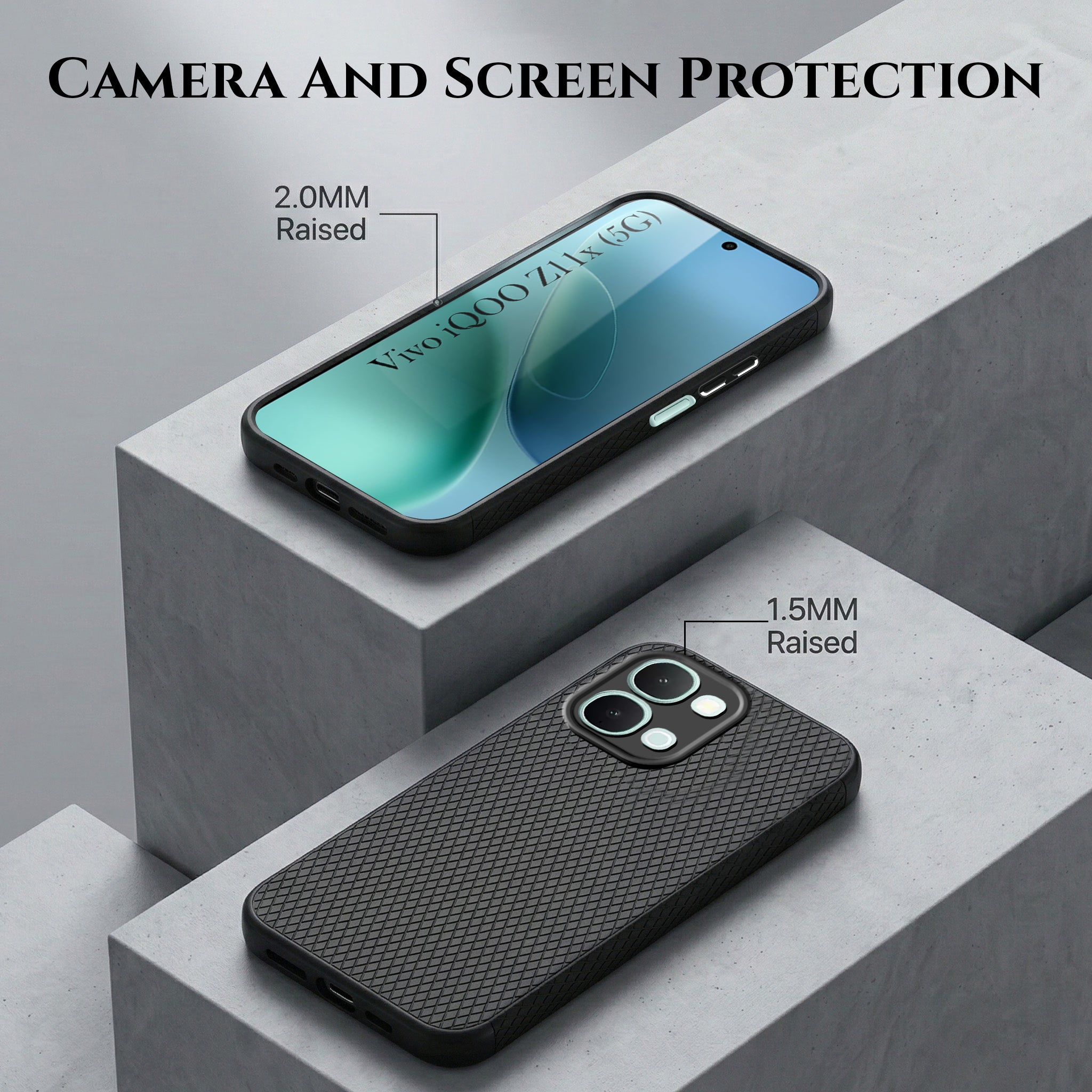 For Vivo iQOO Z11x 5G Combo with Back Cover and 9H Tempered Glass (Liquid Silicone | Camera Protection | Oleophobic Coating Screen Glass)