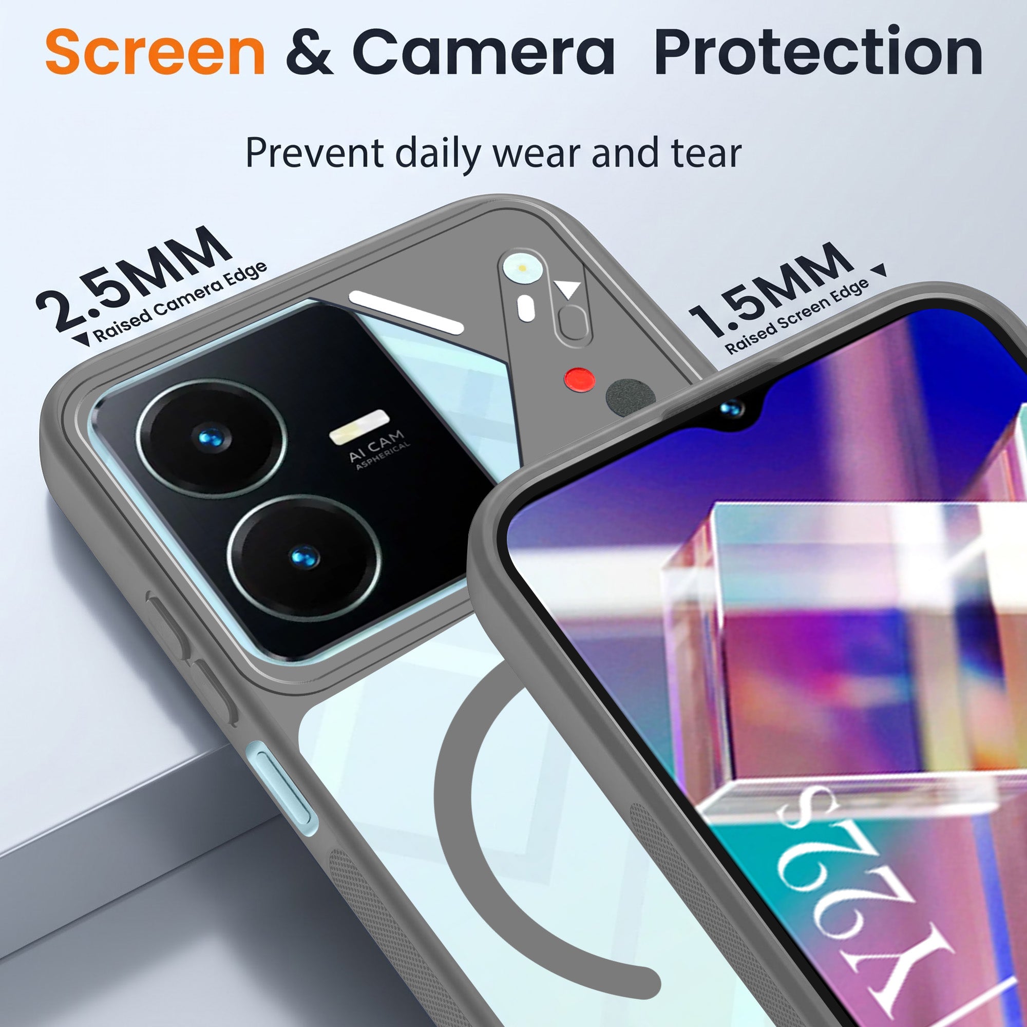 For Vivo Y22 | Vivo Y22s Back Cover Case Lifetime Anti-Yellow Clear (Camera Protection | Side Grip | Wireless MagSafe Compatible)