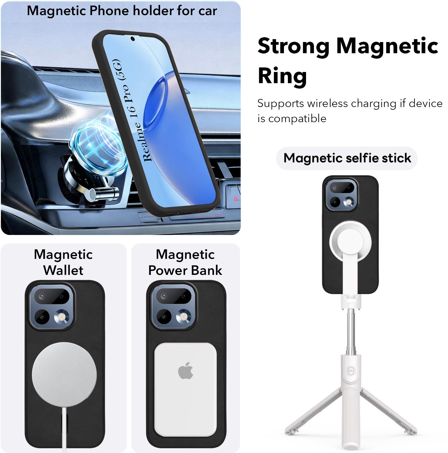 For Realme 16 Pro Back Cover Case Leather Finish (MagSafe Compatible Wireless Charging | Soft Touch | Camera Bump Protection)