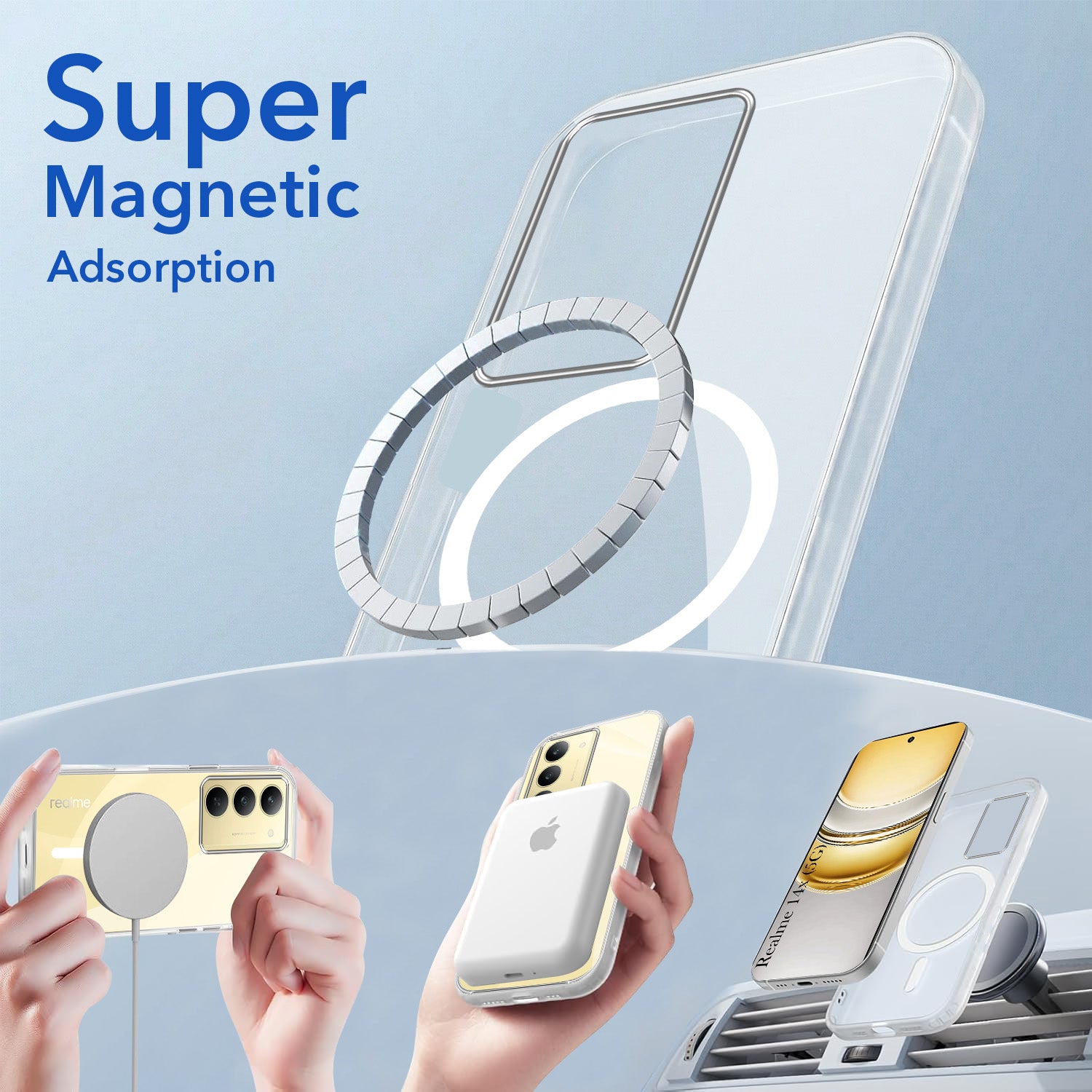 For Realme 14X Back Cover Case Lifetime Anti-Yellow MagSafe Compatible Clear (Sleek Hard Crystal | Shockproof and Camera Protection)