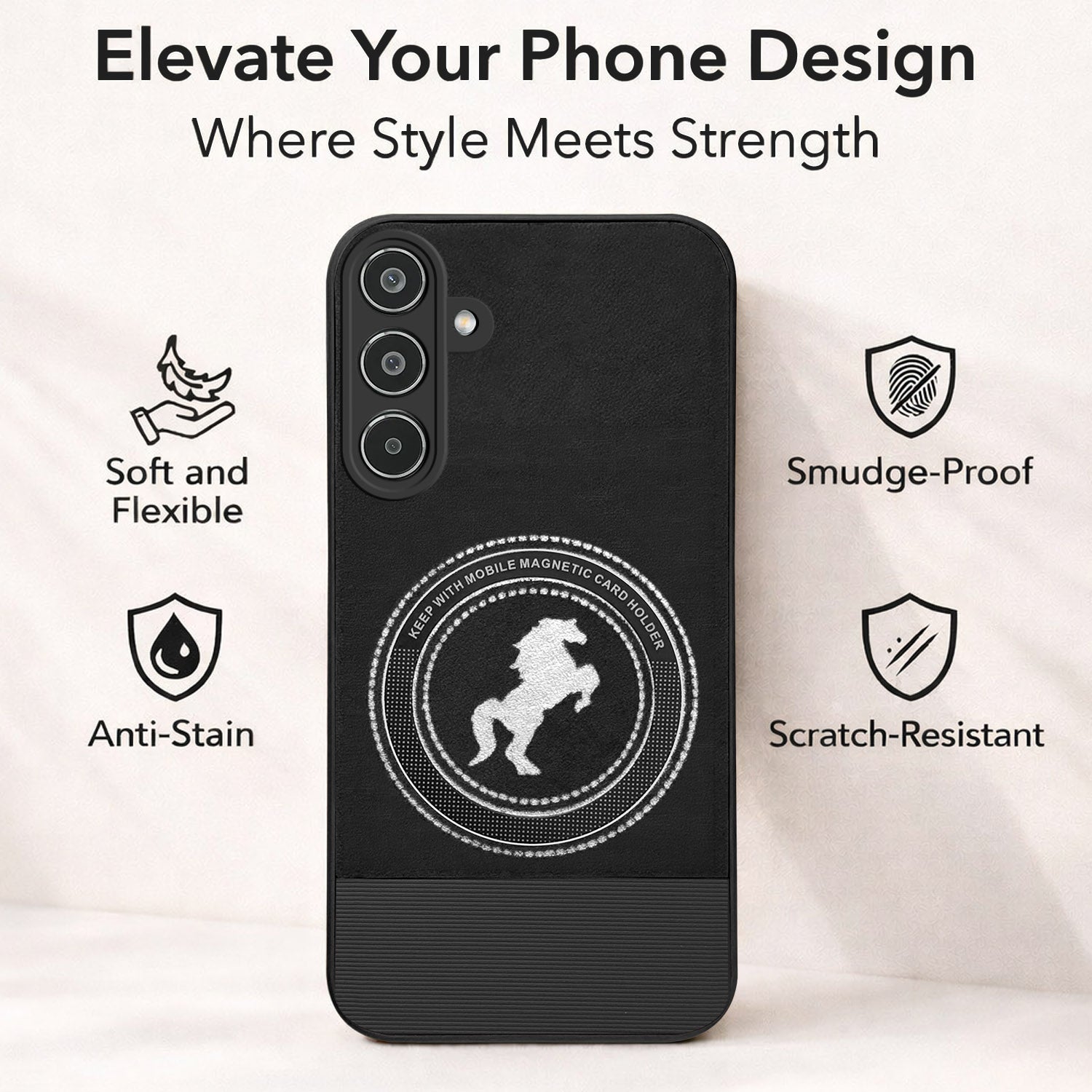 For Samsung Galaxy M35 5G Back Cover Case PU Leather Finish (Professional Minimalist Texture | MagSafe Compatile | Camera Protection | Sleek Sober Formal)
