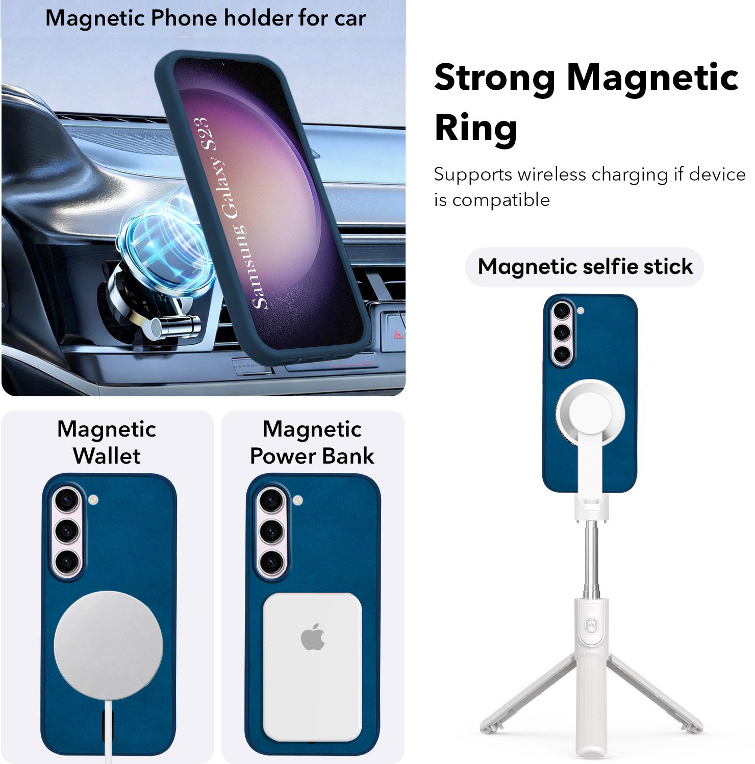 For Samsung Galaxy S23 5G Back Cover Case (Sleek Leather Finish | MagSafe Compatible Wireless Charging | Camera Bump Protection)
