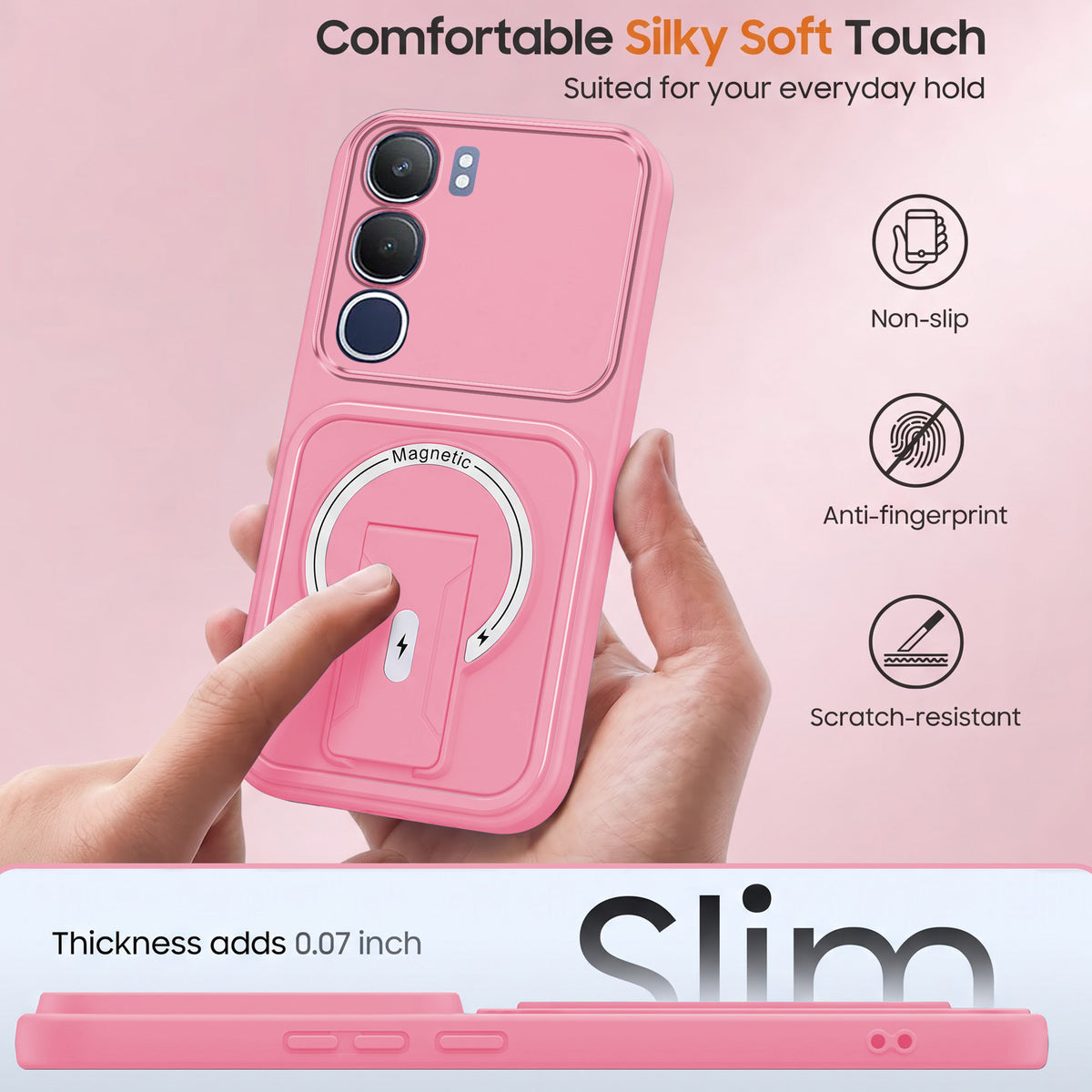 For Vivo Y29 Back Case Cover Metallic (Hybrid Armor Kickstand | MagSafe Compatible | Camera Protection Shockproof)