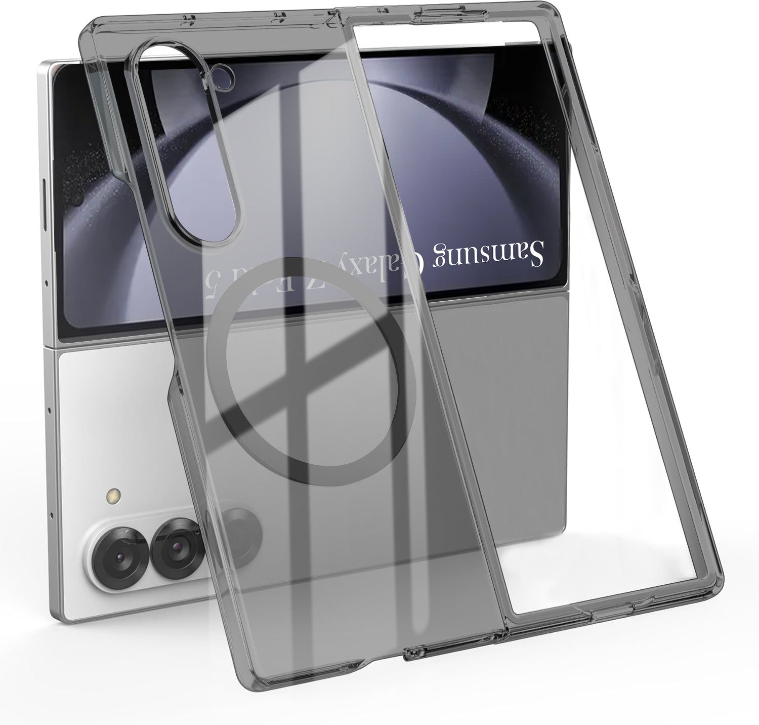 For Samsung Galaxy Z Fold 5 Back Cover Case Lifetime Anti-Yellow Clear (Magnetic Charging Support | Sleek Hard Crystal | Shockproof and Camera Protection)
