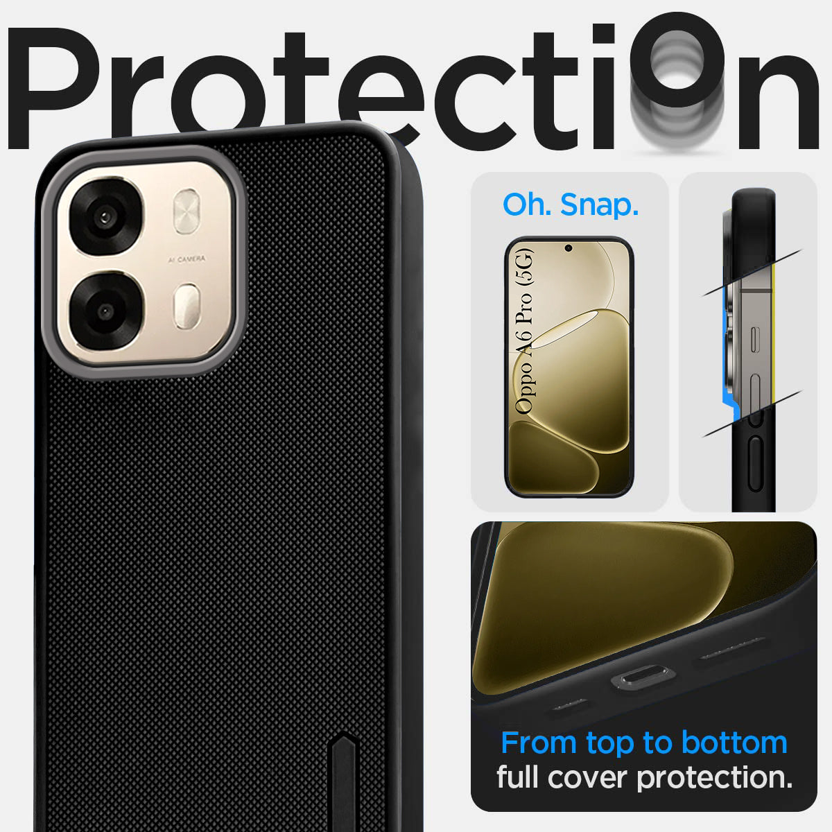 For Oppo A6 Pro Back Cover Case Rubberised (Textured Grip Design | Micro-Fiber Cloth Inside | Slim and Light Weight | Soft Touch and Feel)