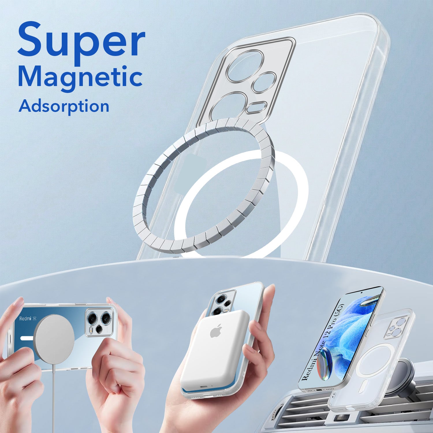 For Xiaomi Redmi Note 12 Pro 5G Back Cover Shockproof Crystal-Clear (MagSafe Wireless Support | Drop & Camera Protection | Hard Polycarbonate)