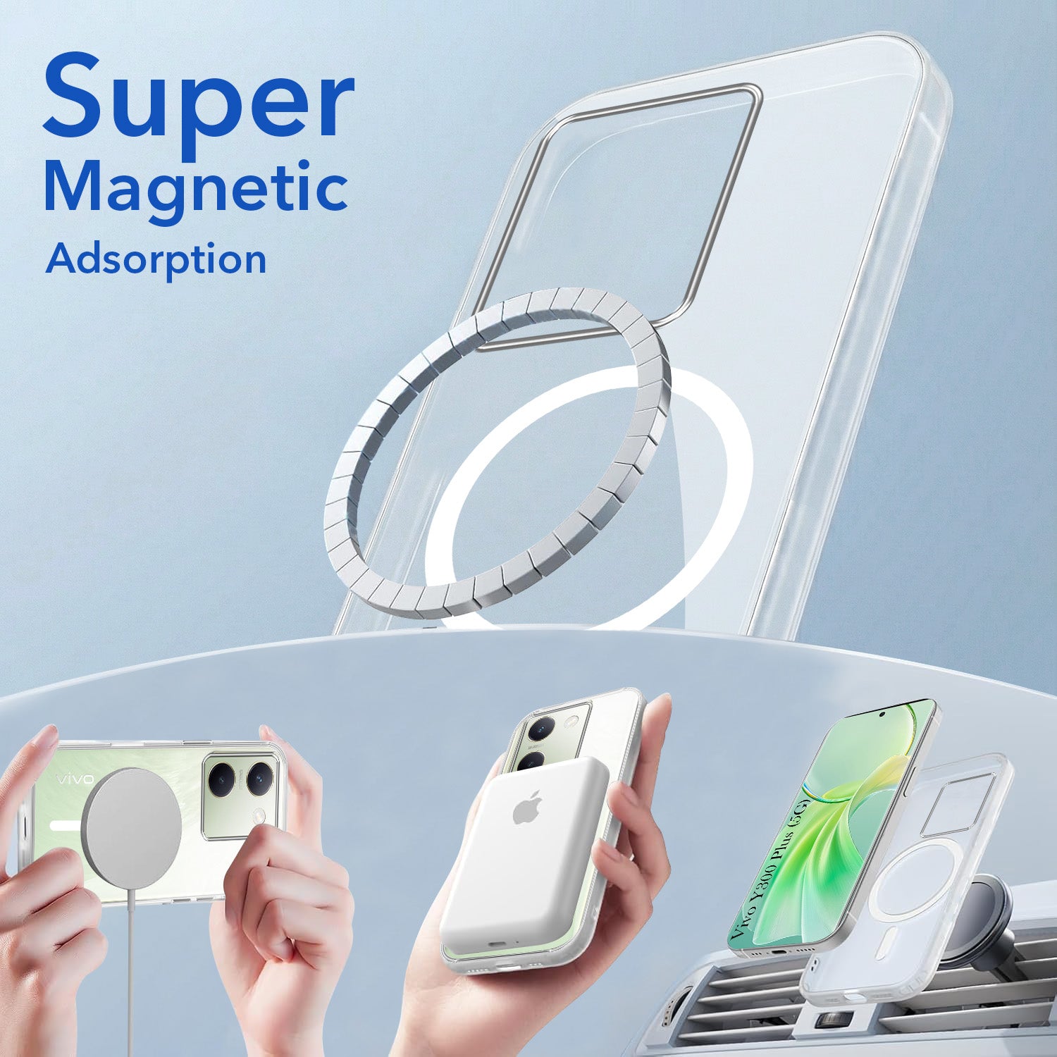 For Vivo Y300 Plus Back Cover Case Lifetime Anti-Yellow MagSafe Compatible Clear (Sleek Hard Crystal | Shockproof and Camera Protection)