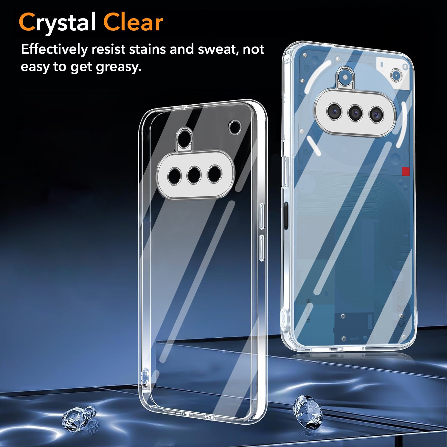 For Nothing Phone 3A Back Cover Case (Hybrid Crystal panel with Side Soft PU | Camera Protection | HD Clear Shockproof)