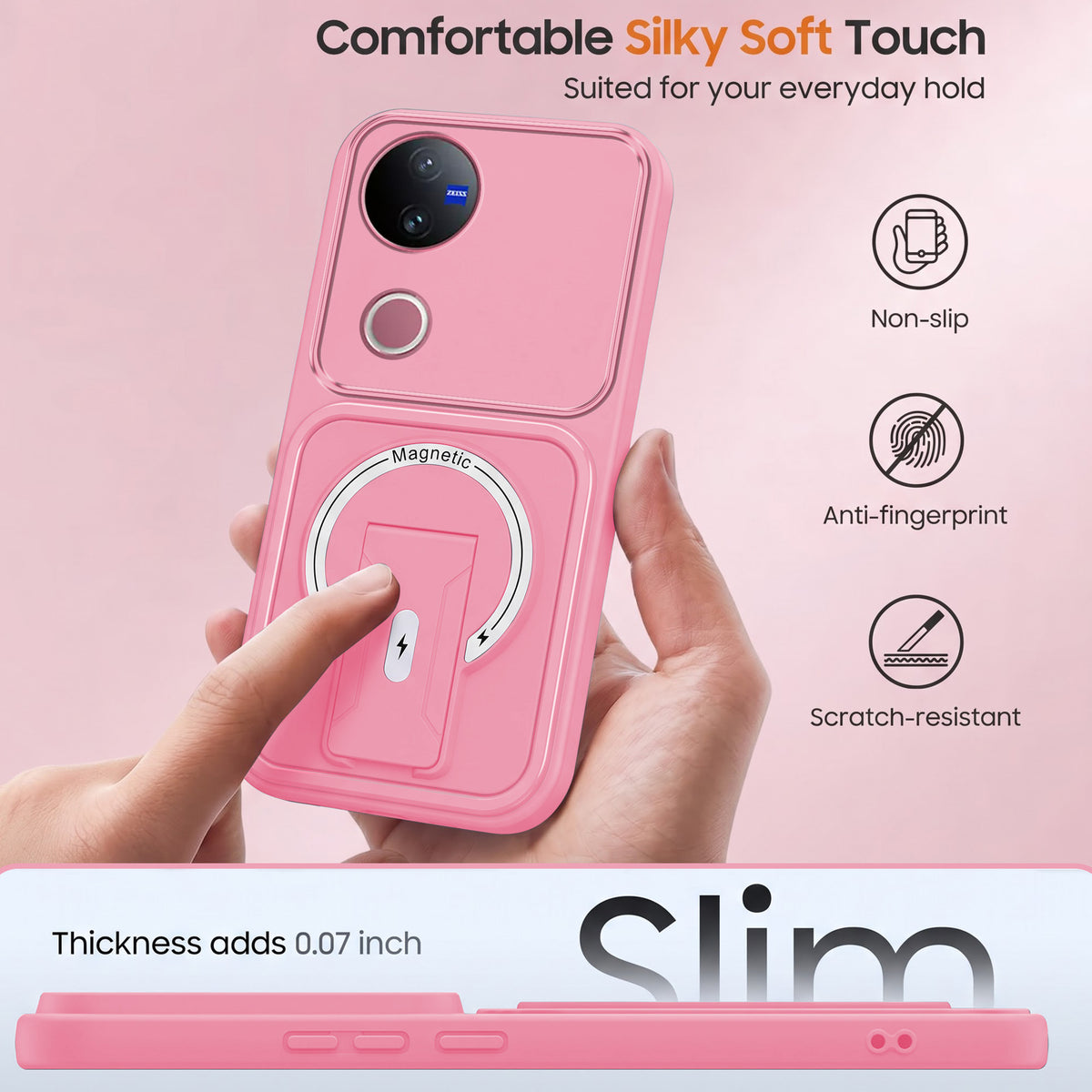 For Vivo V50 | Vivo V50e Back Case Cover Metallic (Hybrid Armor Kickstand | MagSafe Compatible | Camera Protection Shockproof)