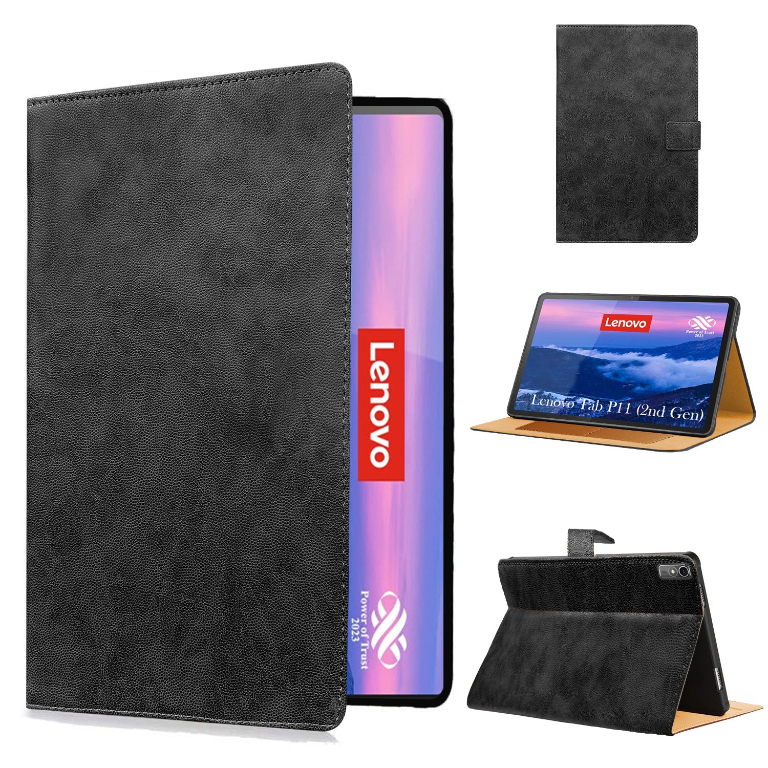 For Lenovo Tab P11 Gen 2 11.5 Inch (X350XU) Flip Cover Folio Cover (PU Leather | Multi-Angle Smart Stand | Card Storage Slots | Silicone Back Pouch)
