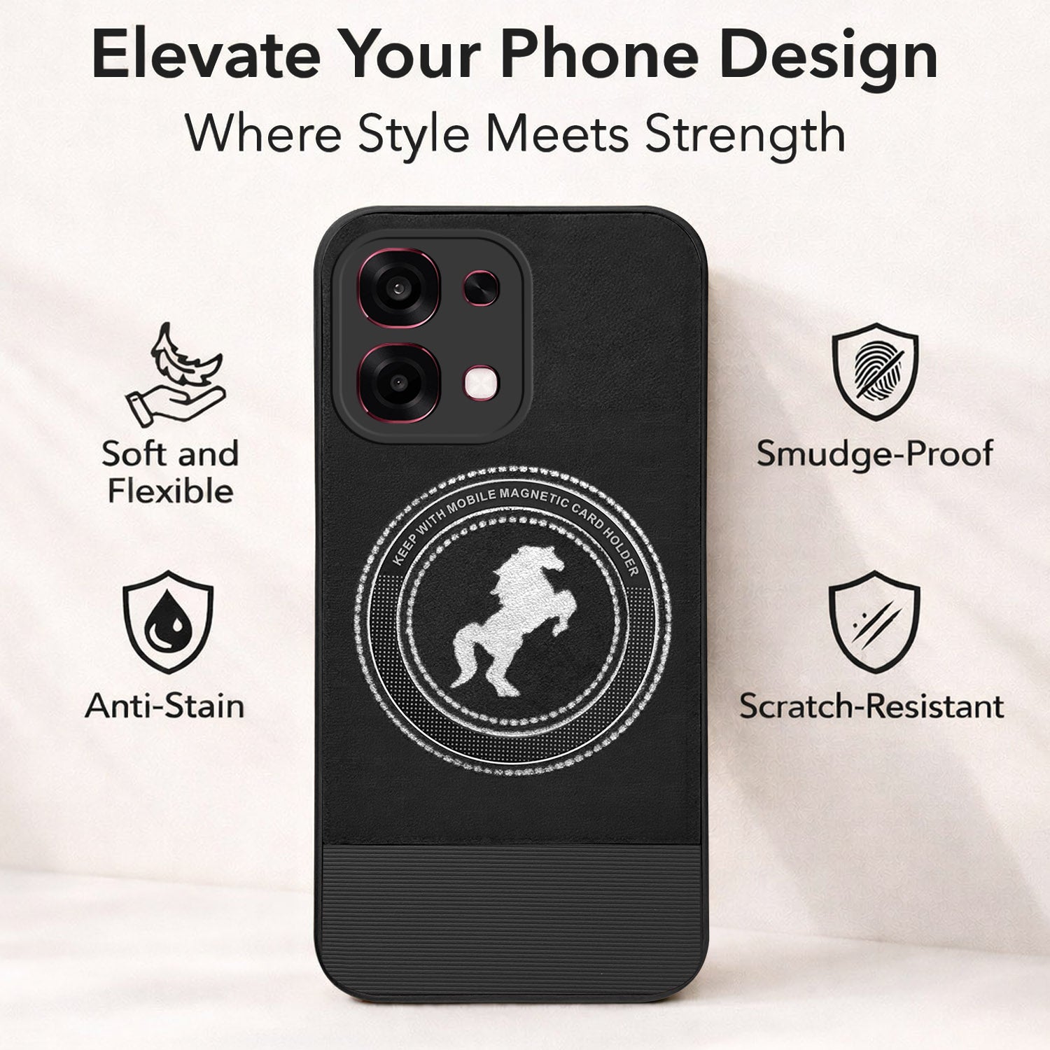 For Oppo F31 5G Back Cover Case PU Leather Finish  (Professional Minimalist Texture | MagSafe Compatile | Camera Protection | Sleek Sober Formal)