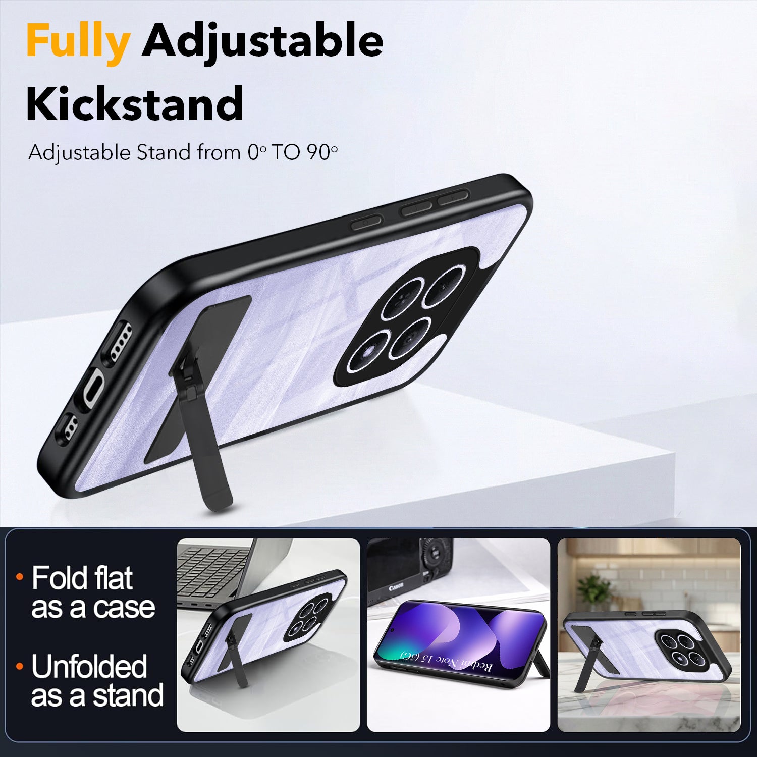 For Xiaomi Redmi Note 15 5G Back Cover Case(Built-in Stand | Lifetime Anti Yellow | Kickstand Shockproof | Camera Protection | MagSafe Compatible)