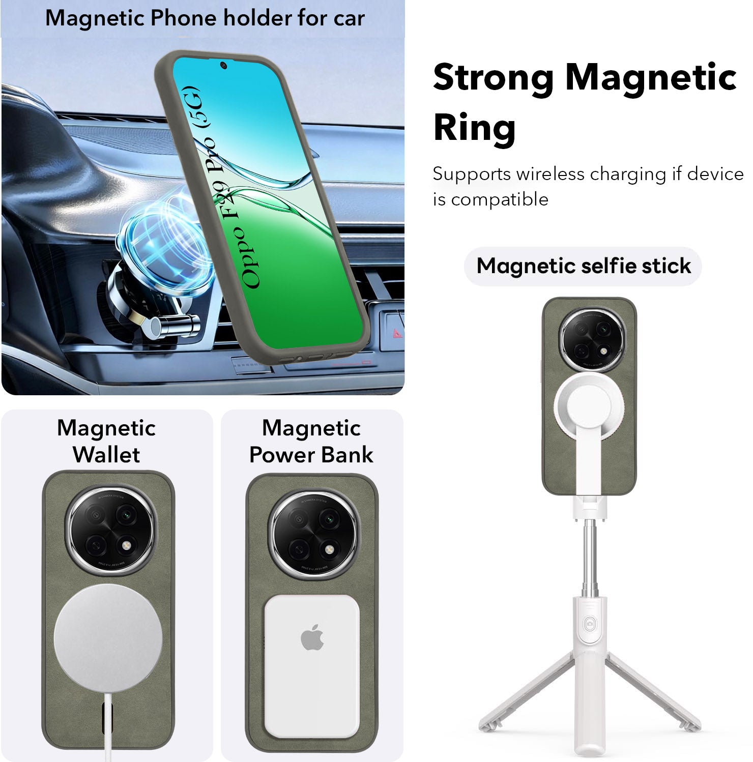 For Oppo F29 Pro Back Cover Case Leather Finish (MagSafe Compatible Wireless Charging | Soft Touch | Camera Bump Protection)