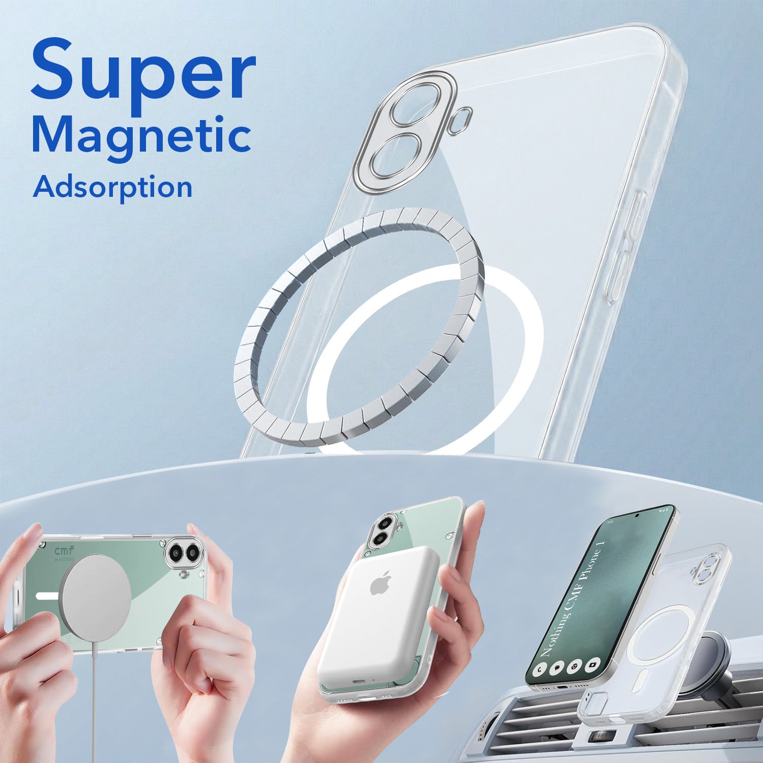For Nothing CMF Phone 1 Back Cover Case Lifetime Anti-Yellow MagSafe Compatible Clear (Sleek Hard Crystal | Shockproof and Camera Protection)