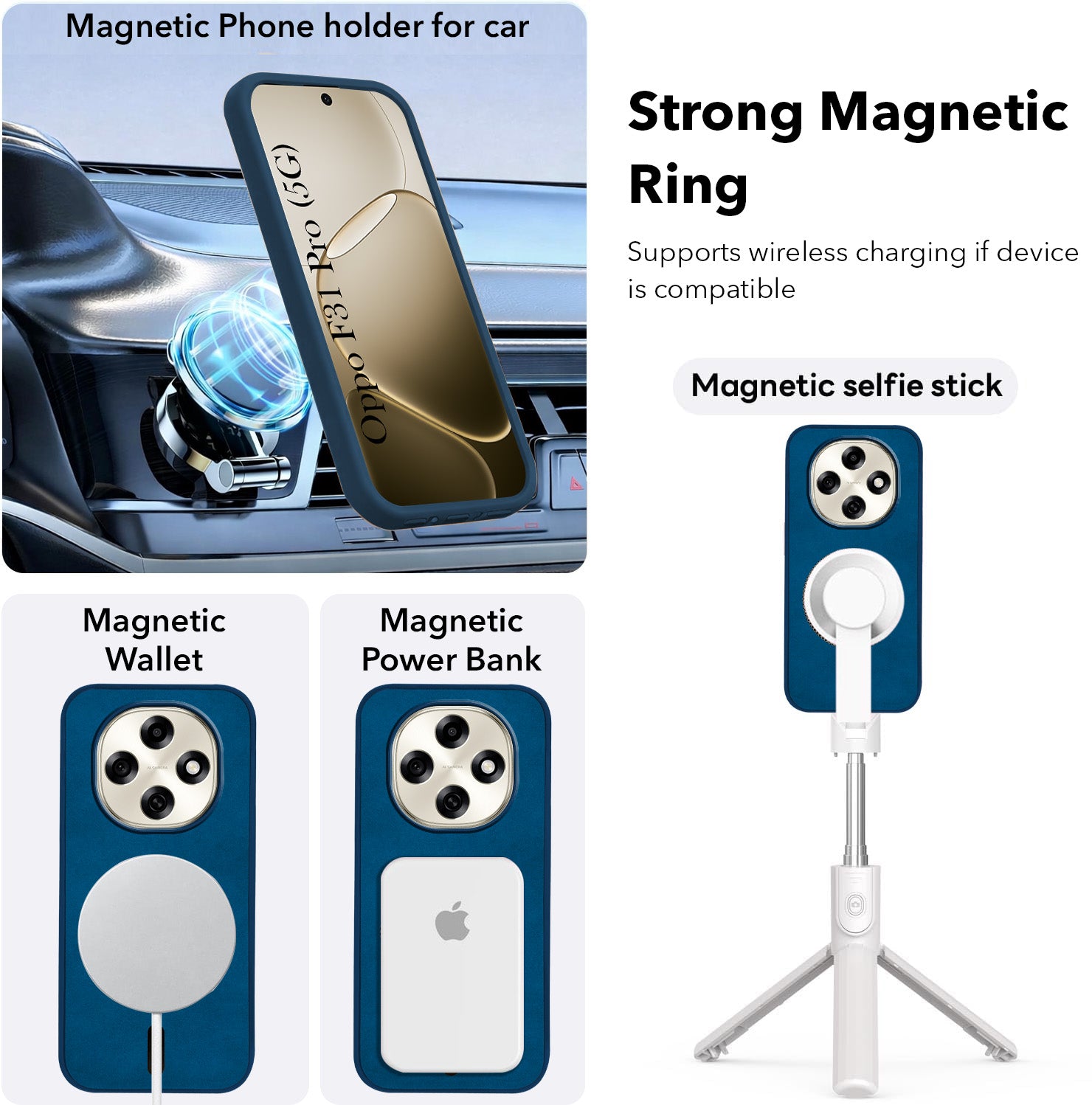 For Oppo F31 Pro Back Cover Case Leather Finish (MagSafe Compatible Wireless Charging | Soft Touch | Camera Bump Protection)
