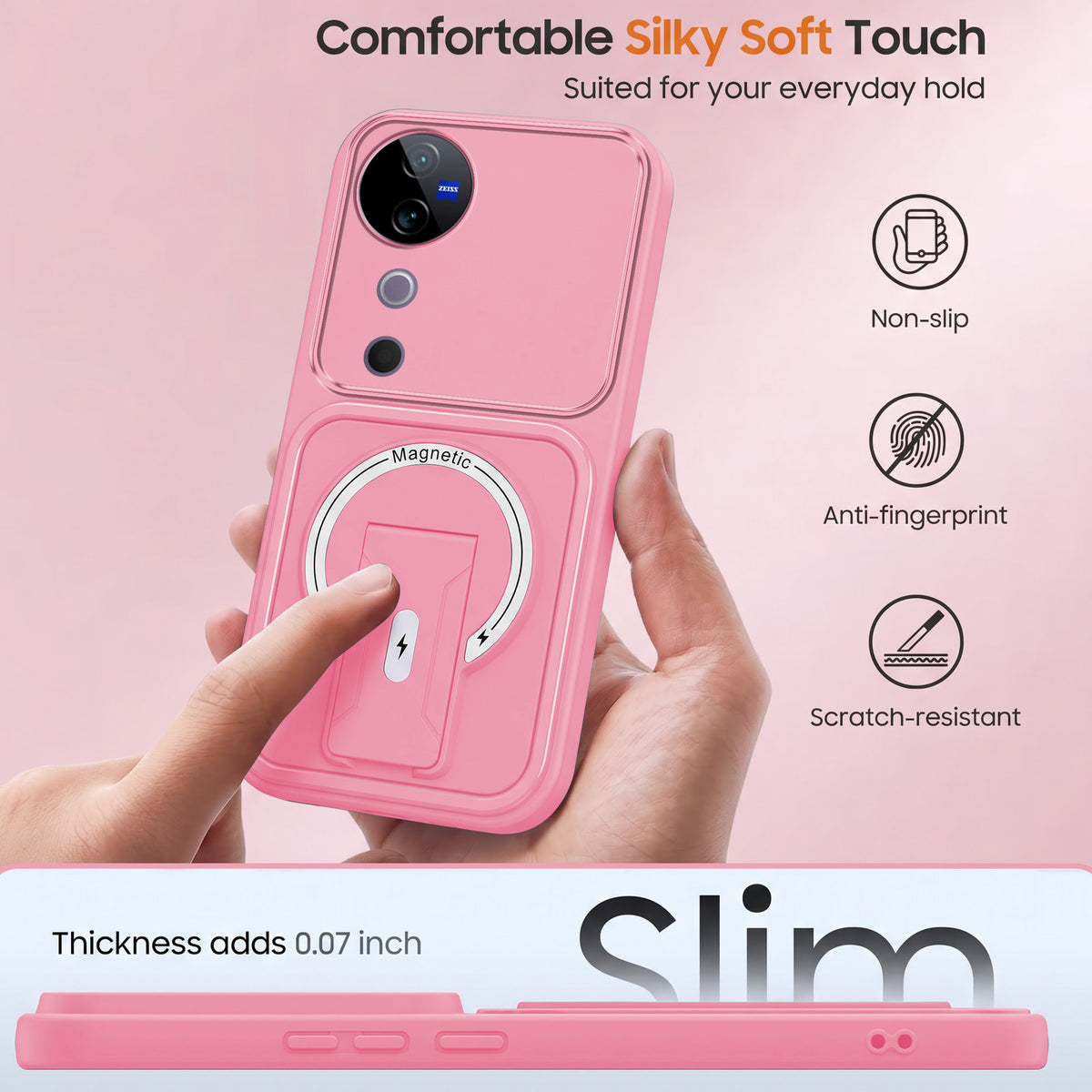For Vivo V40 | Vivo V40 Pro 5G Back Case Cover Metallic (Hybrid Armor Kickstand | MagSafe Compatible | Camera Protection Shockproof)
