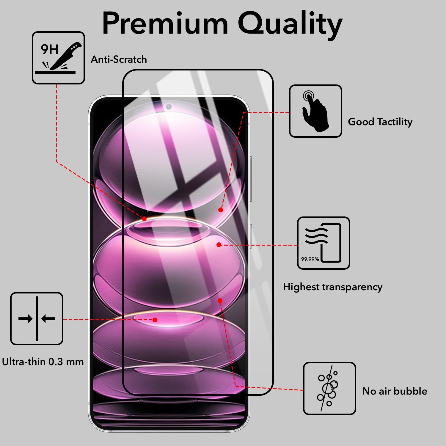Tempered Glass For Redmi Note 12 Pro 5G Military-Grade Gorilla Screen Protector With Installation Kit | Shatterproof, Full Coverage, HD Clear, Scratch Resistant (Pack of 1)
