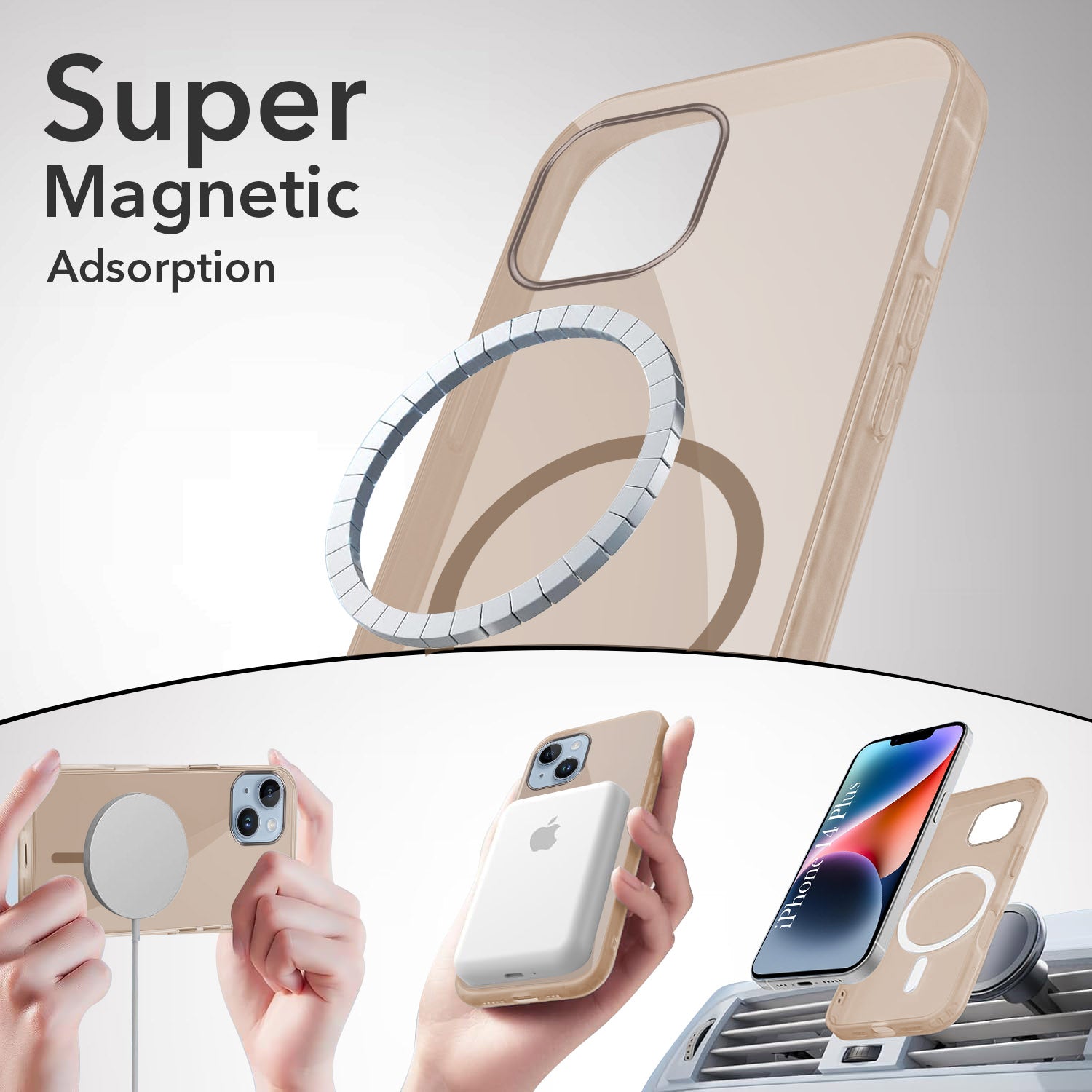 For Apple iPhone 14 Plus Back Cover Case Lifetime Anti-Yellow MagSafe Compatible Clear (Sleek Hard Crystal | Shockproof and Camera Protection)