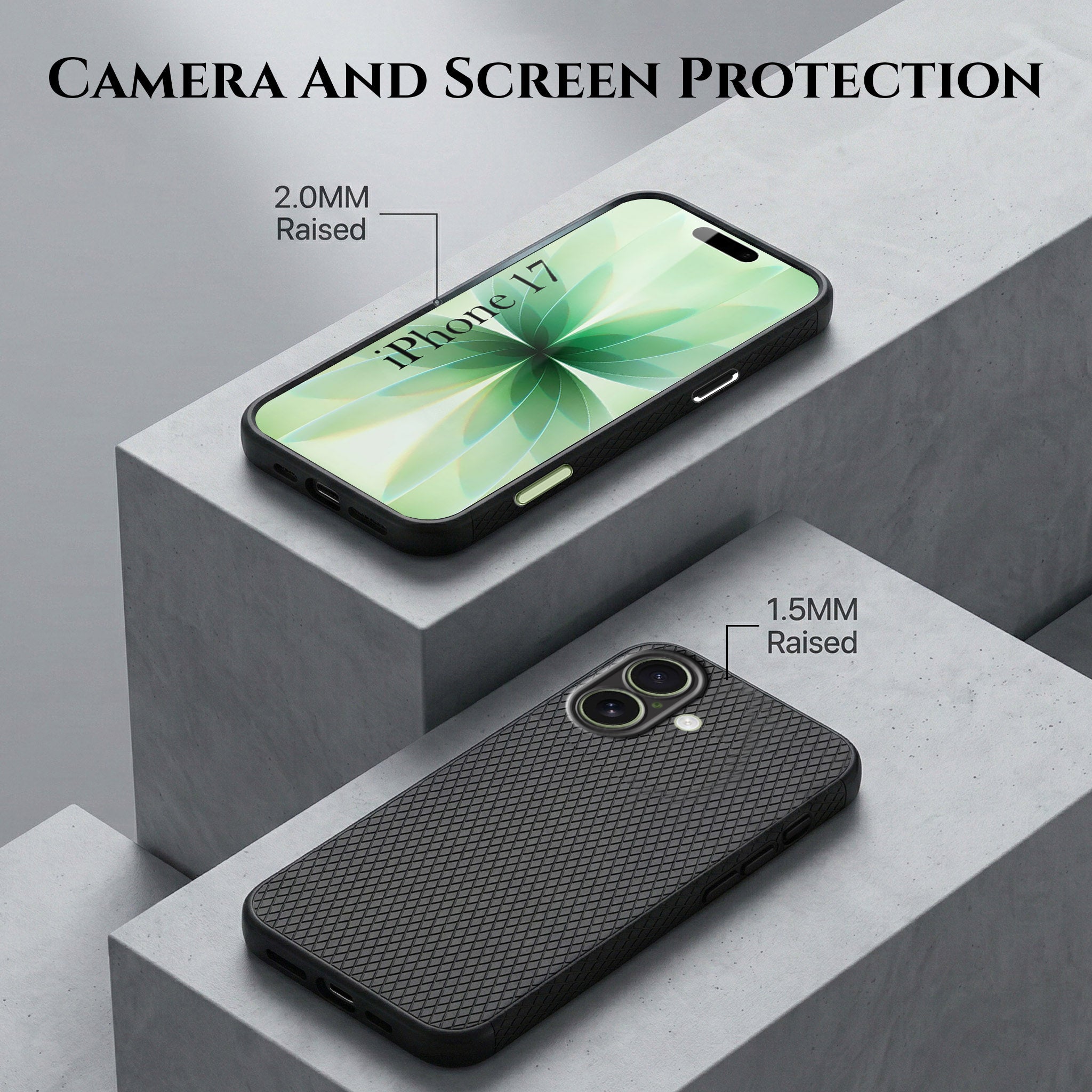 For Apple iPhone 17 Combo with Back Cover and 9H Tempered Glass (Liquid Silicone | Camera Protection | Oleophobic Coating Screen Glass)