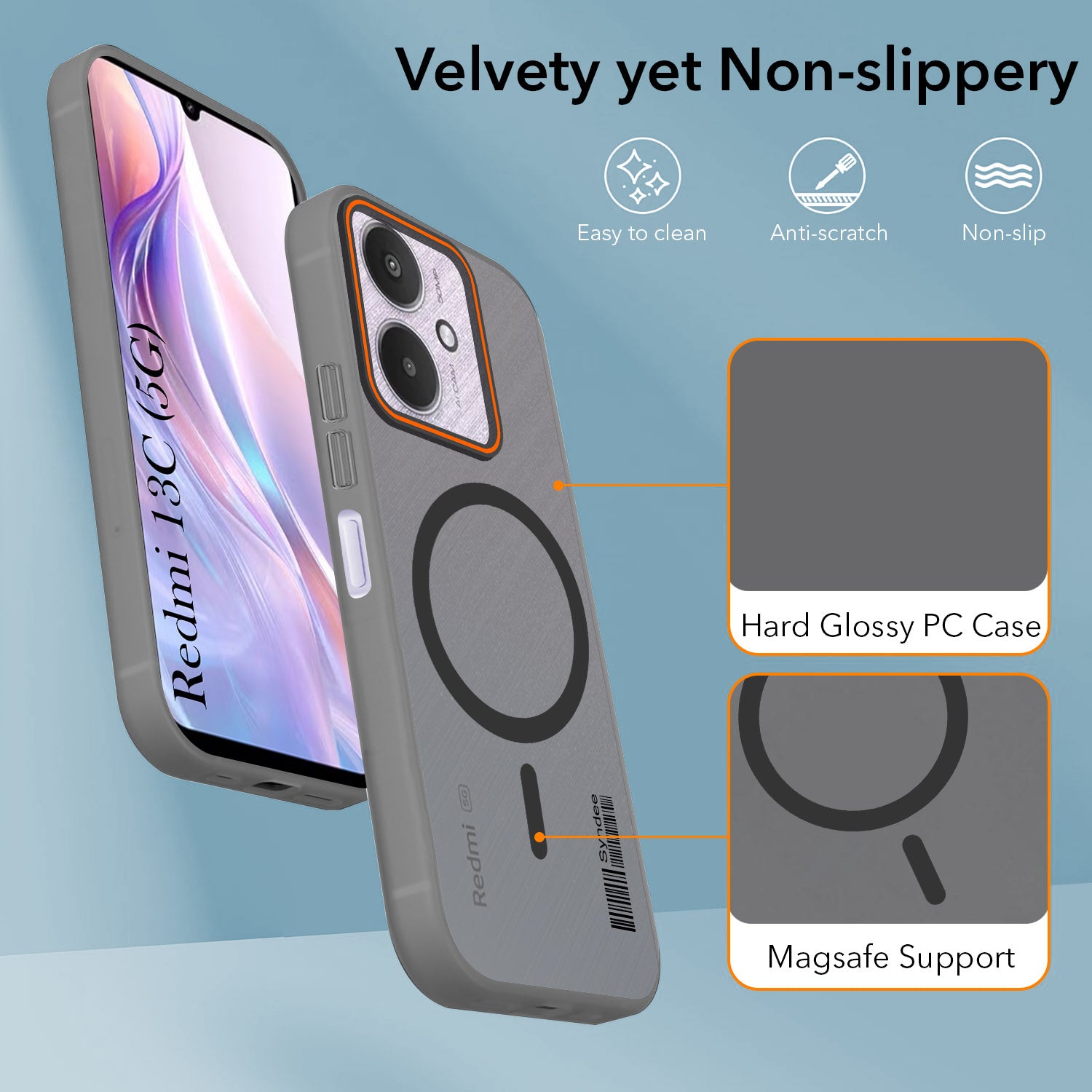 For Xiaomi Redmi 13C 5G Back Cover Case (Soft Touch | Camera Bump Protection | MagSafe Compatible | Matte Finish)