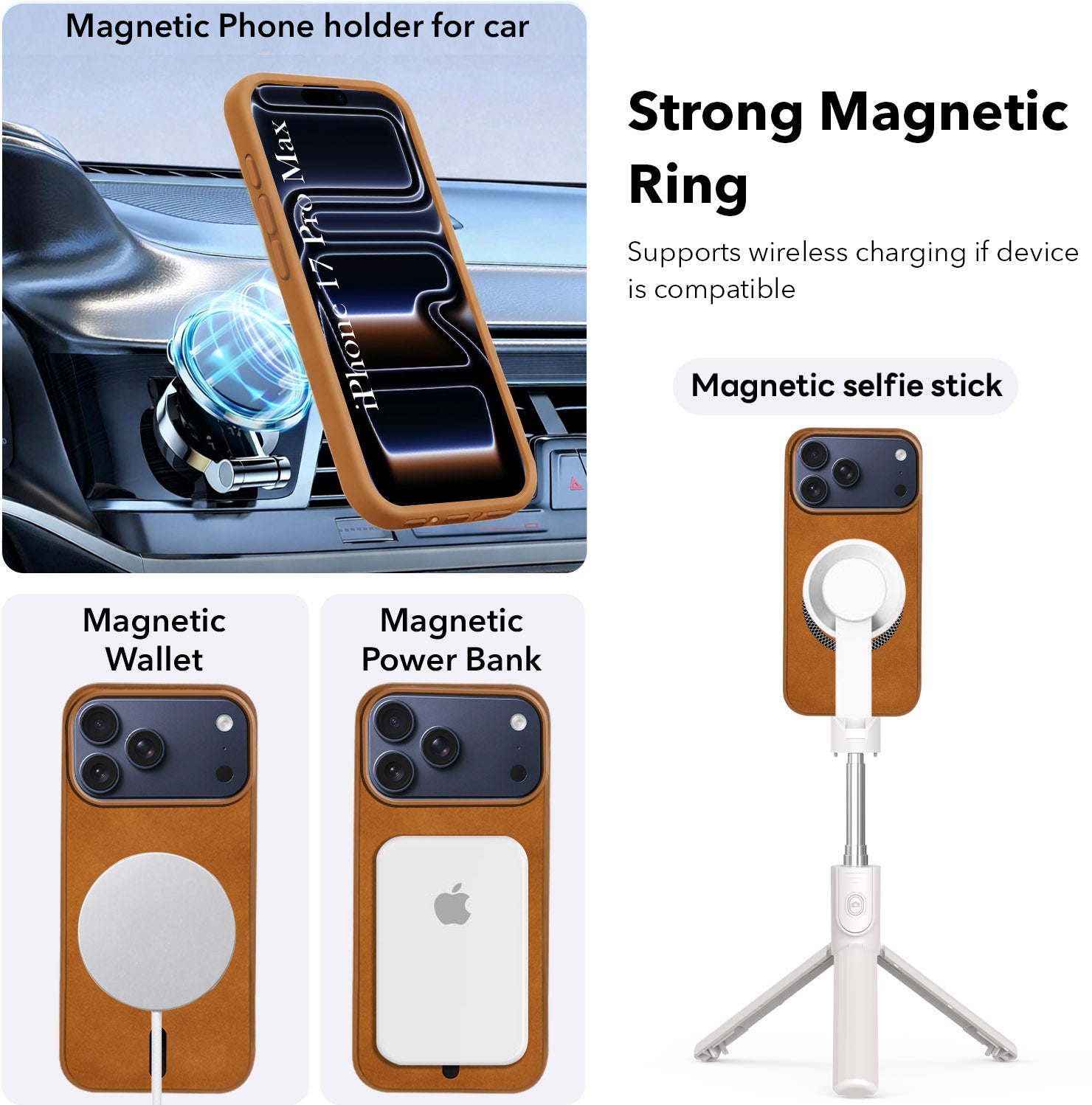 For Apple iPhone 17 Pro Max Back Cover Case Leather Finish (MagSafe Compatible Wireless Charging | Soft Touch | Camera Bump Protection)