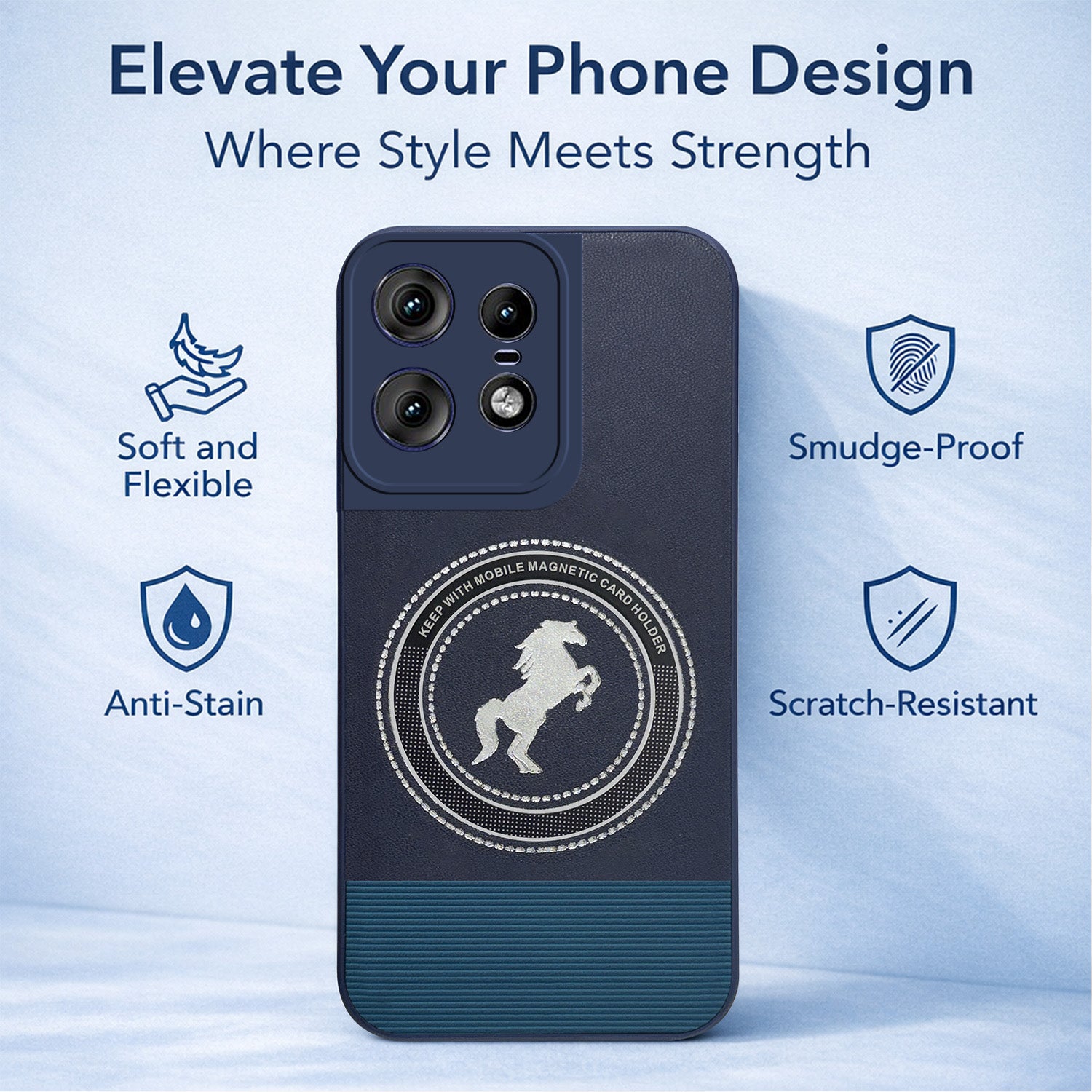 For Motorola Moto Edge 50 Pro Back Cover Case PU Leather Finish (Professional Minimalist Texture | MagSafe Compatile | Camera Protection | Sleek Sober Formal)