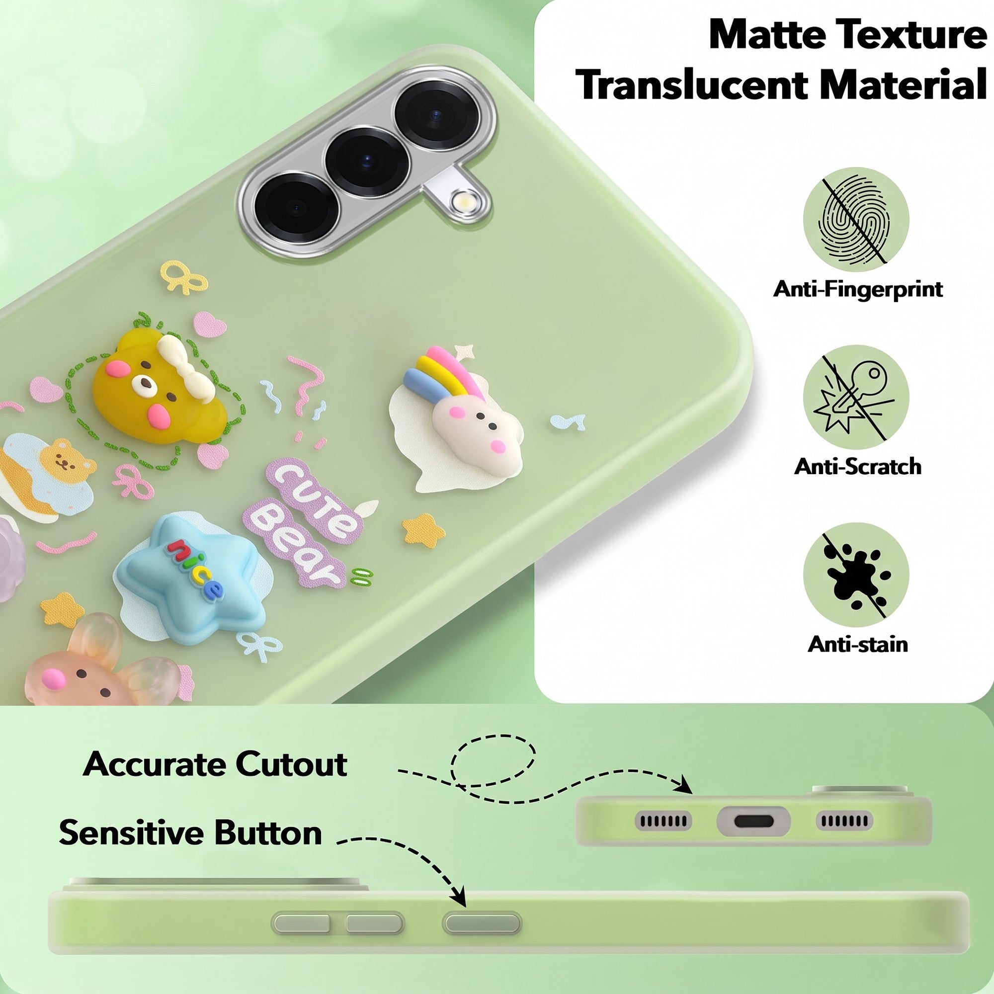 For Samsung Galaxy A36 5G Back Cover Case (3D Cute Cartoons | Hard Back Side Soft | Matte Premium Finish | HD Printing)