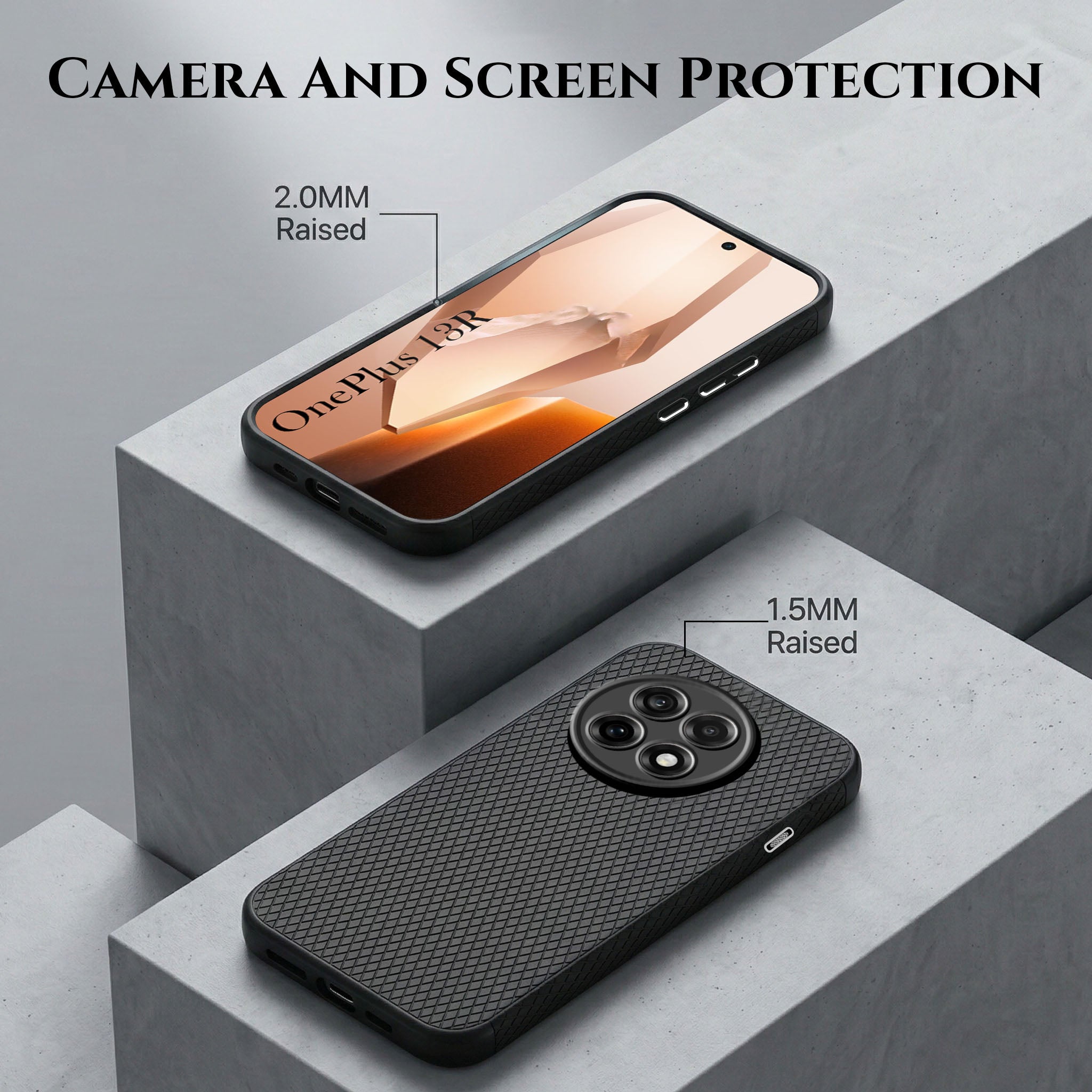 For OnePlus 13R 5G Combo with Back Cover and 9H Tempered Glass (Liquid Silicone | Camera Protection | Oleophobic Coating Screen Glass)