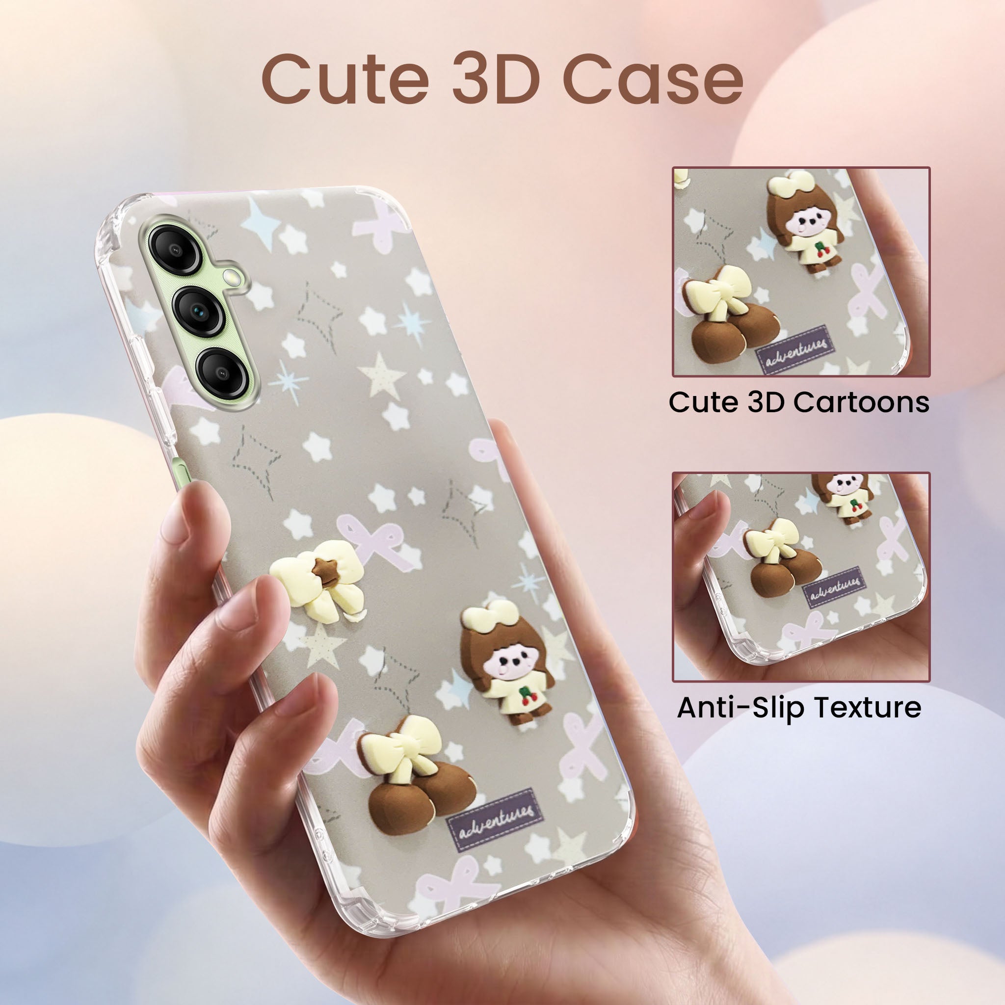 For Samsung Galaxy A14 4G | 5G Back Cover Case (3D Cute Cartoons | Hard Back Side Soft | Matte Premium Finish | HD Printing)