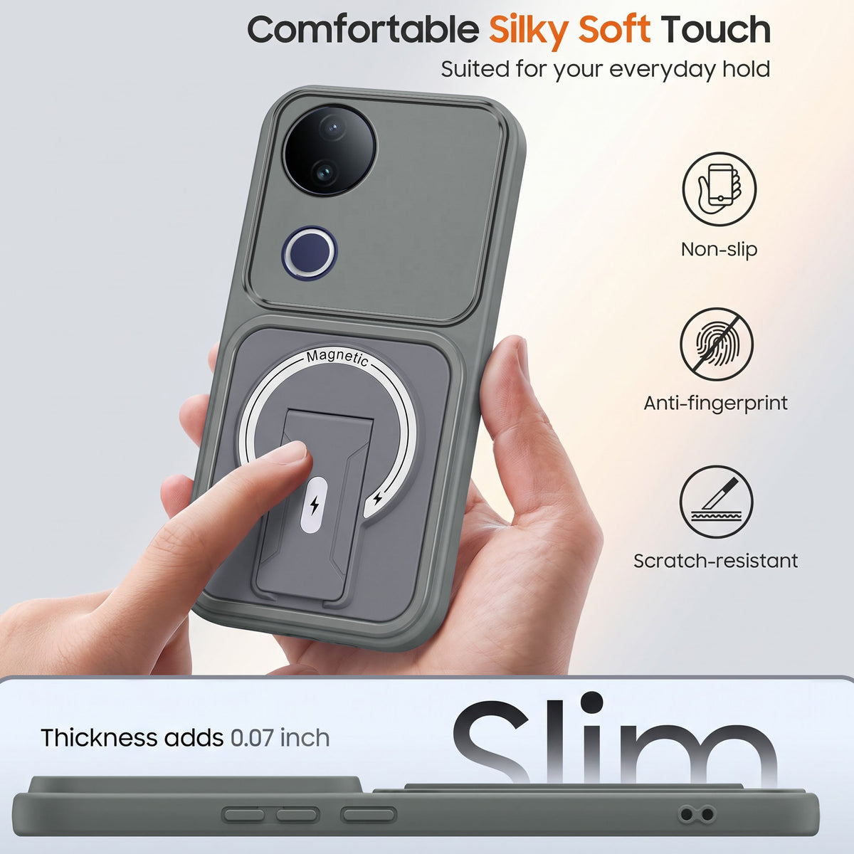 For Vivo T4R Back Case Cover Metallic (Hybrid Armor Kickstand | MagSafe Compatible | Camera Protection Shockproof)