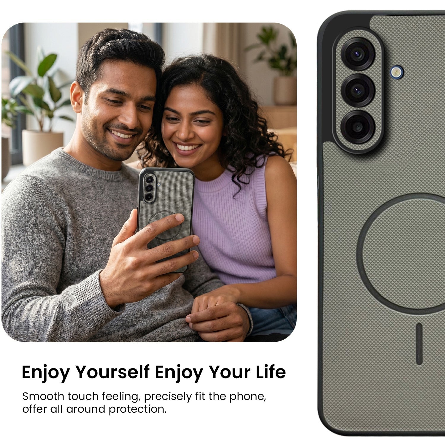For Samsung Galaxy A26 5G Back Cover Case PU Leather (Texture Grip Design | Professional Minimalist | Camera Protection | Soft and Flexible)