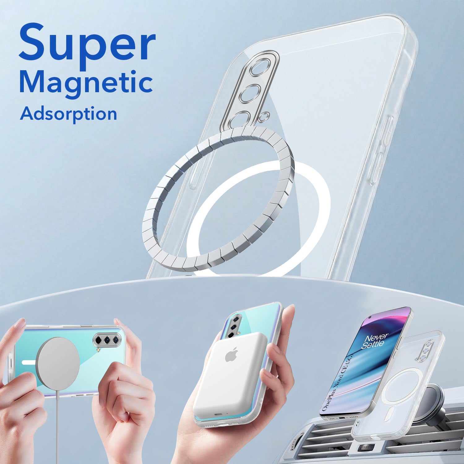 For OnePlus Nord CE 5G Lifetime Anti-Yellow MagSafe Compatible Clear Back Cover Case (Sleek Hard Crystal | Shockproof and Camera Protection)