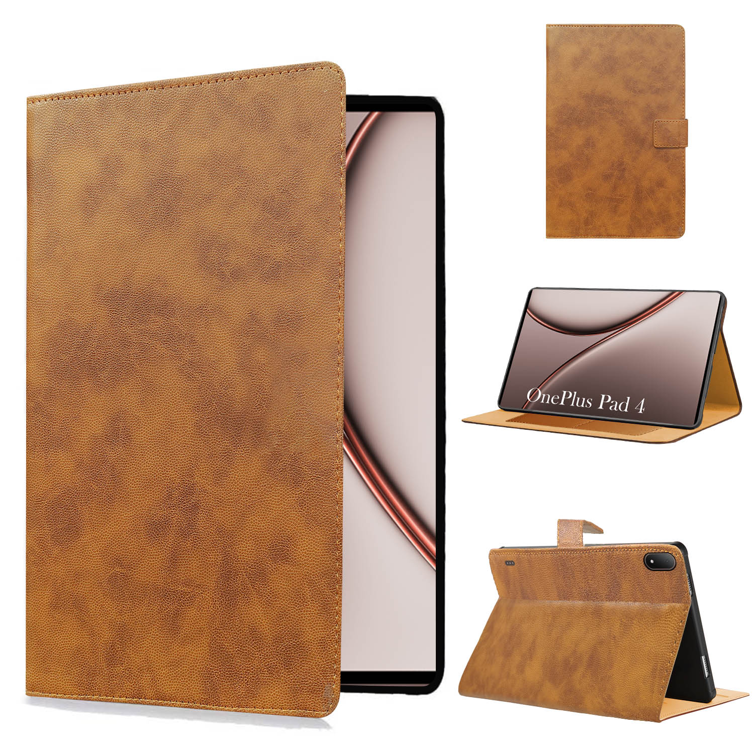 For OnePlus Pad 4 13.2 Inch OPD 2514 Flip Cover Folio Cover (PU Leather | Multi-Angle Smart Stand | Card Storage Slots | Silicone Back Pouch)