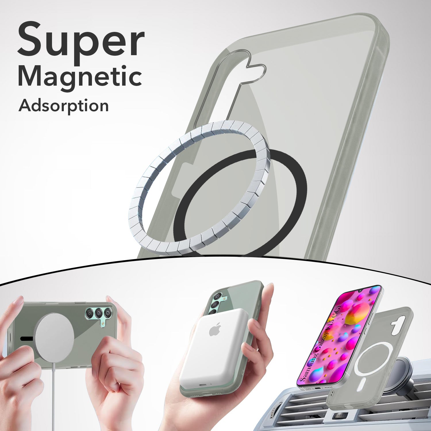 For Samsung Galaxy F15 5G Back Cover Case Lifetime Anti-Yellow MagSafe Compatible Clear (Sleek Hard Crystal | Shockproof and Camera Protection)