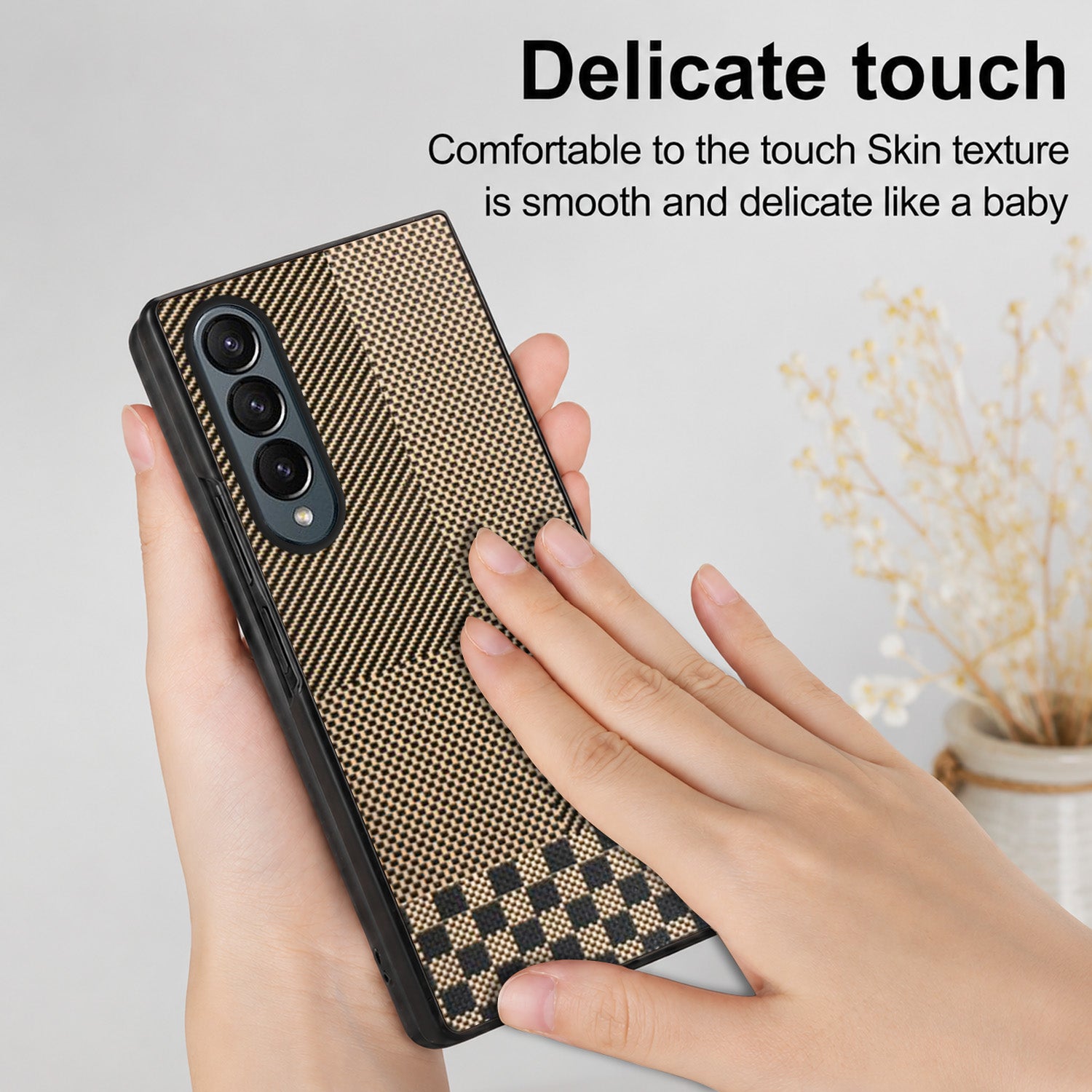 For Samsung Galaxy Z Fold 4 5G Back Flip Case Cover (Craft Printed Design | Hybrid Texture | Inside Microfiber Cloth)